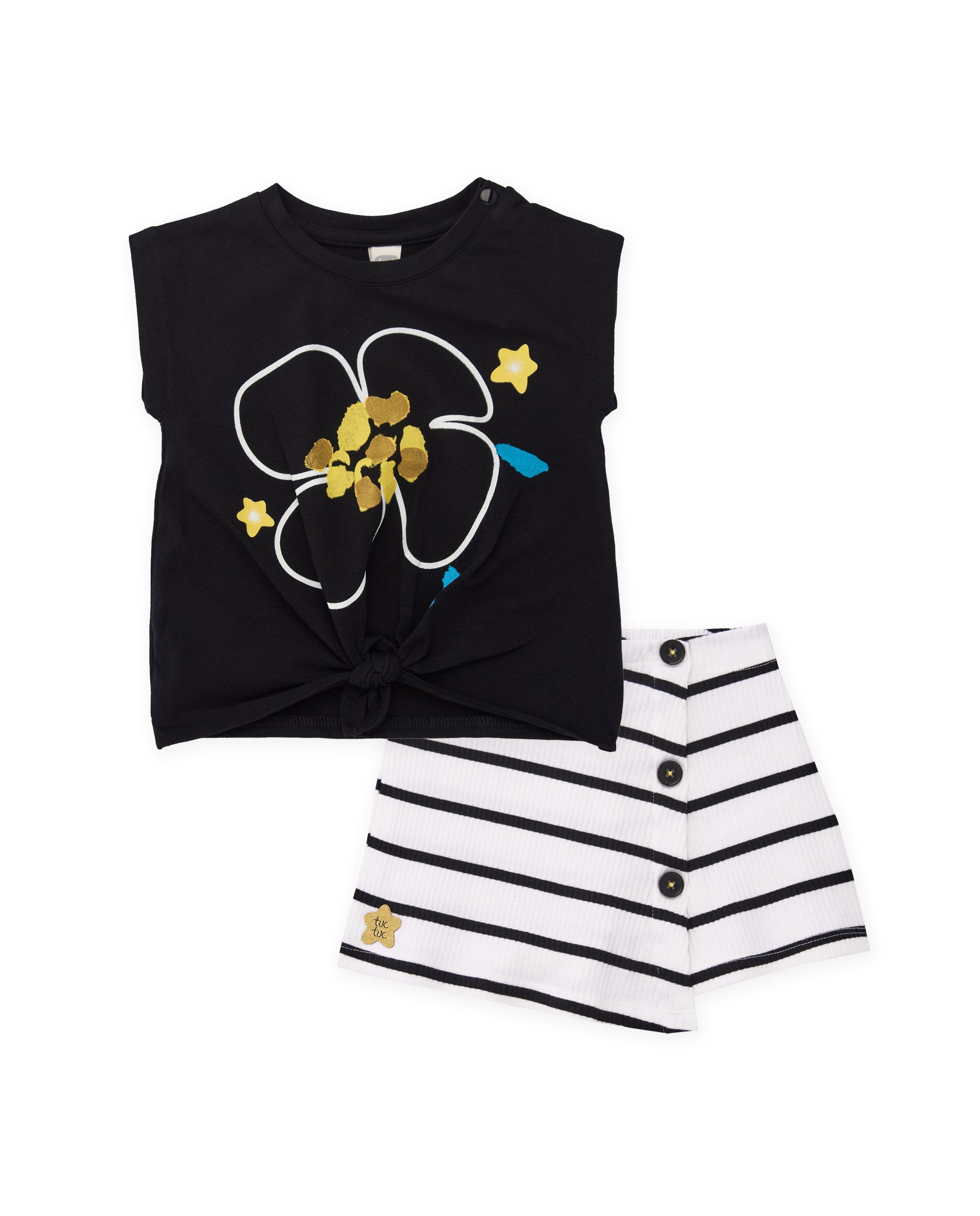 Conjunto de niña de punto con motivo floral