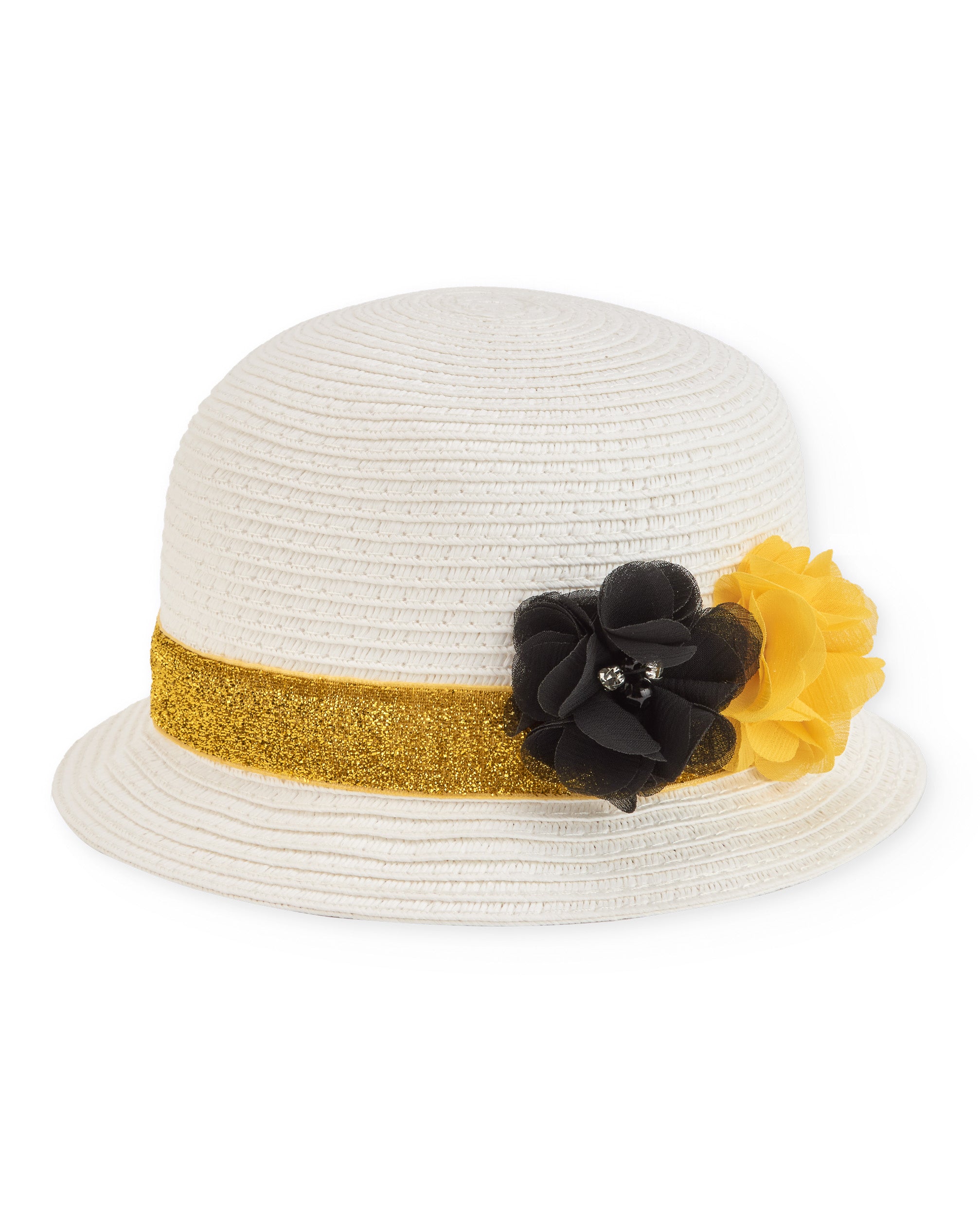 Sombrero de niña de plana y flores en relieve