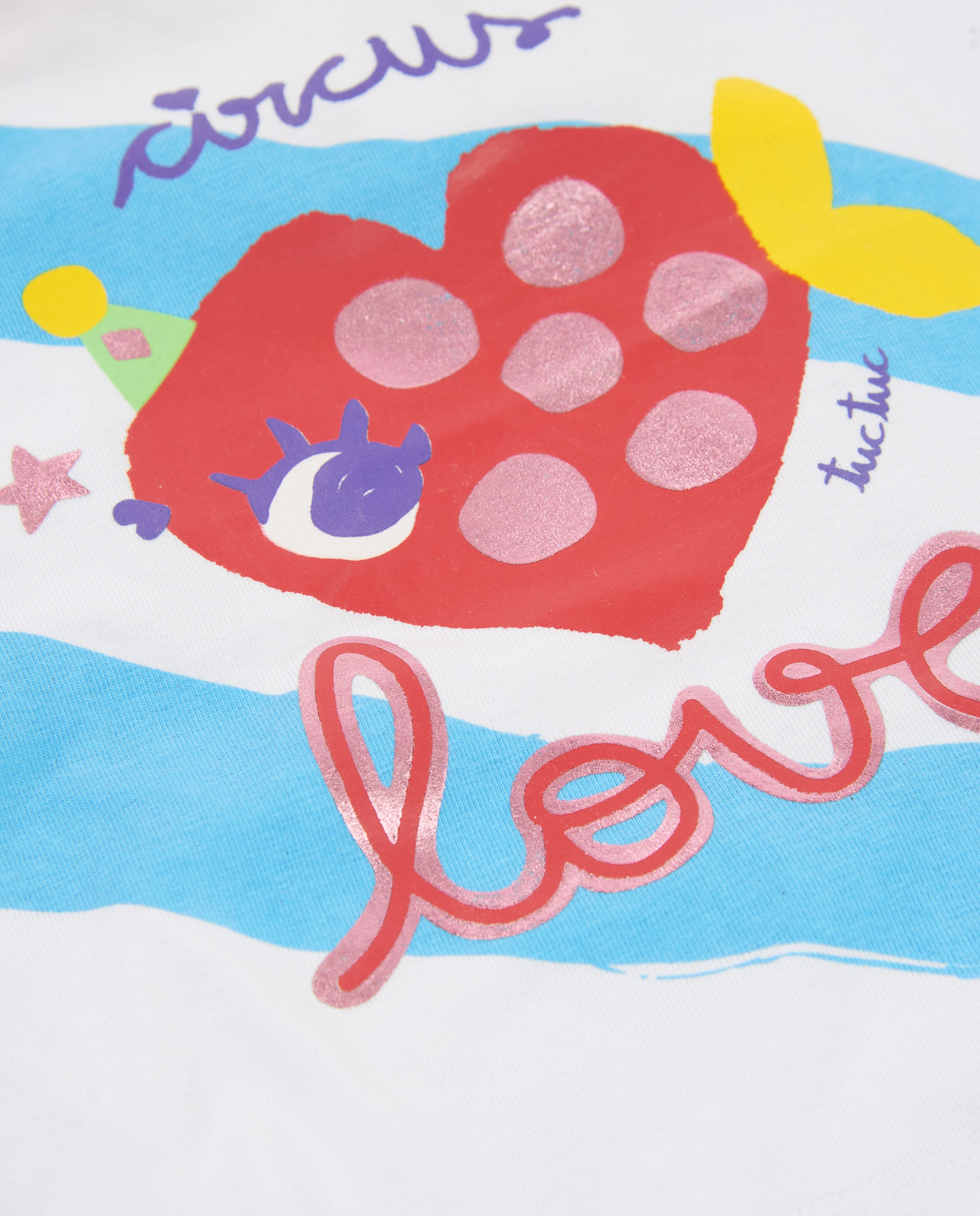 Camiseta de niña de punto con pez en forma de corazón