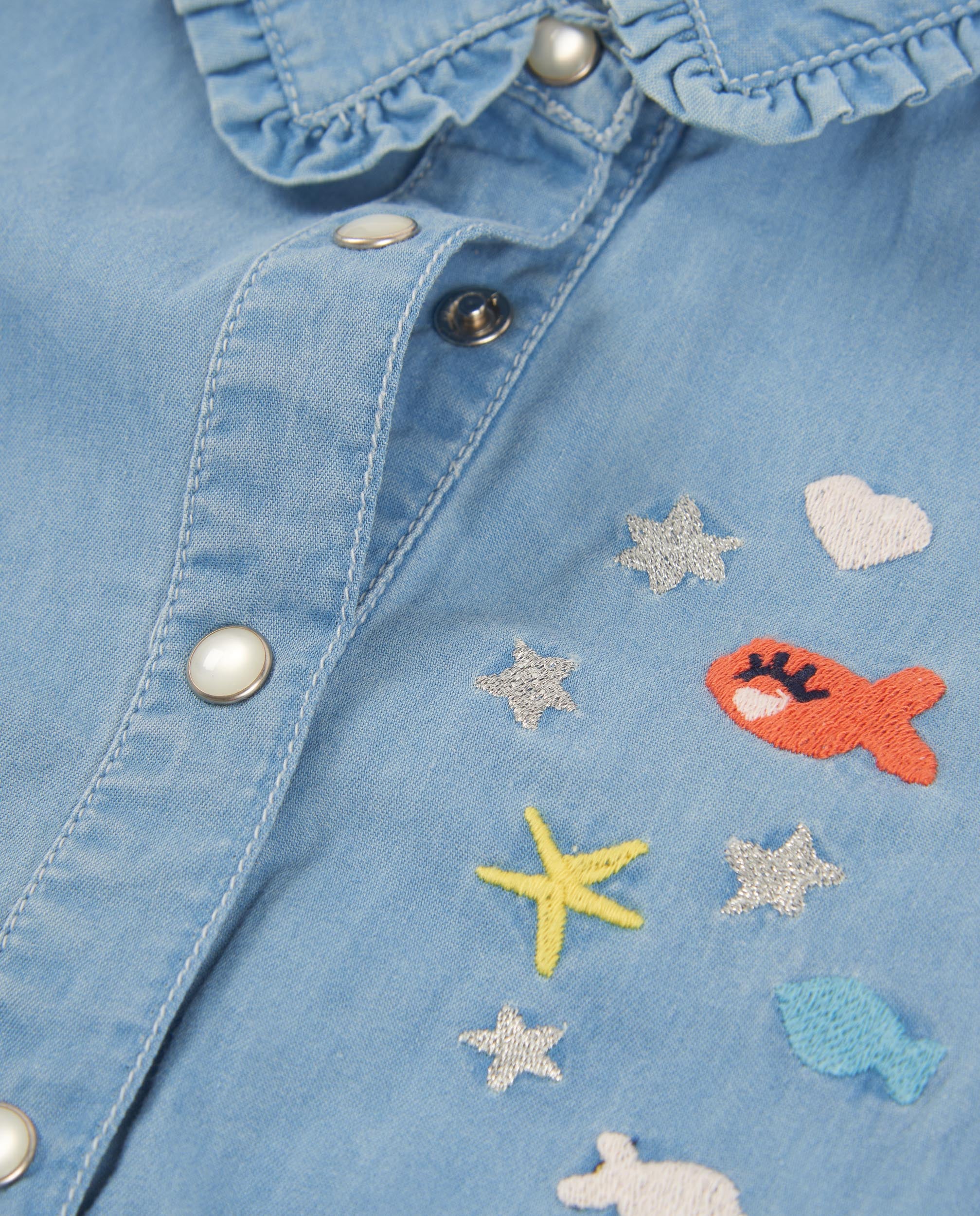 Camisa de niña de plana y denim ligero