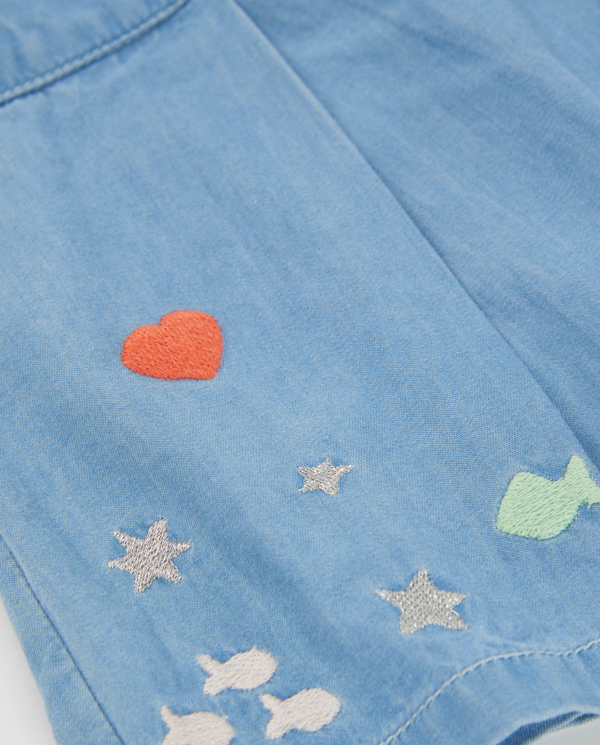 Falda pantalón de niña de plana y denim ligero