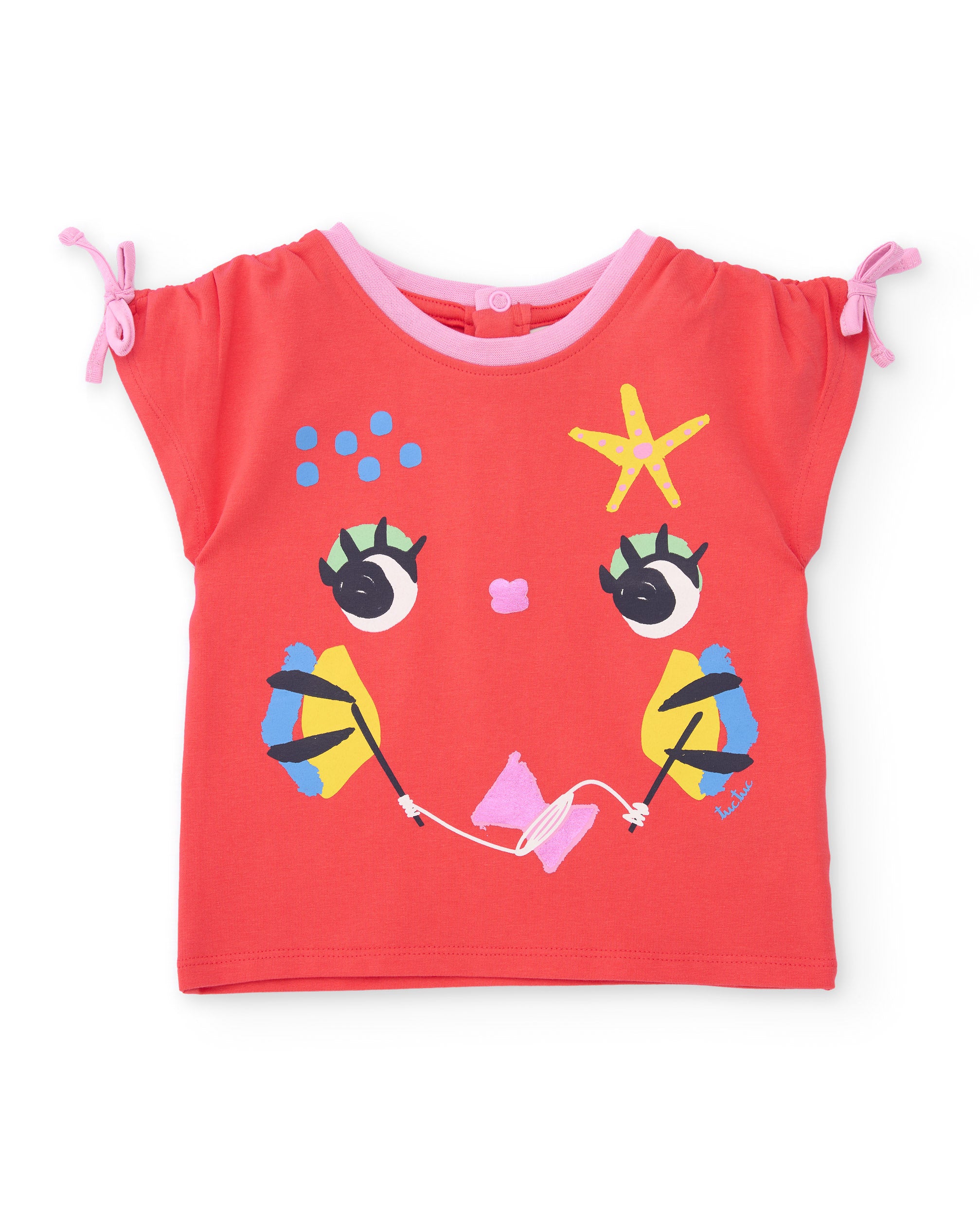Conjunto de niña de punto y lazos en mangas