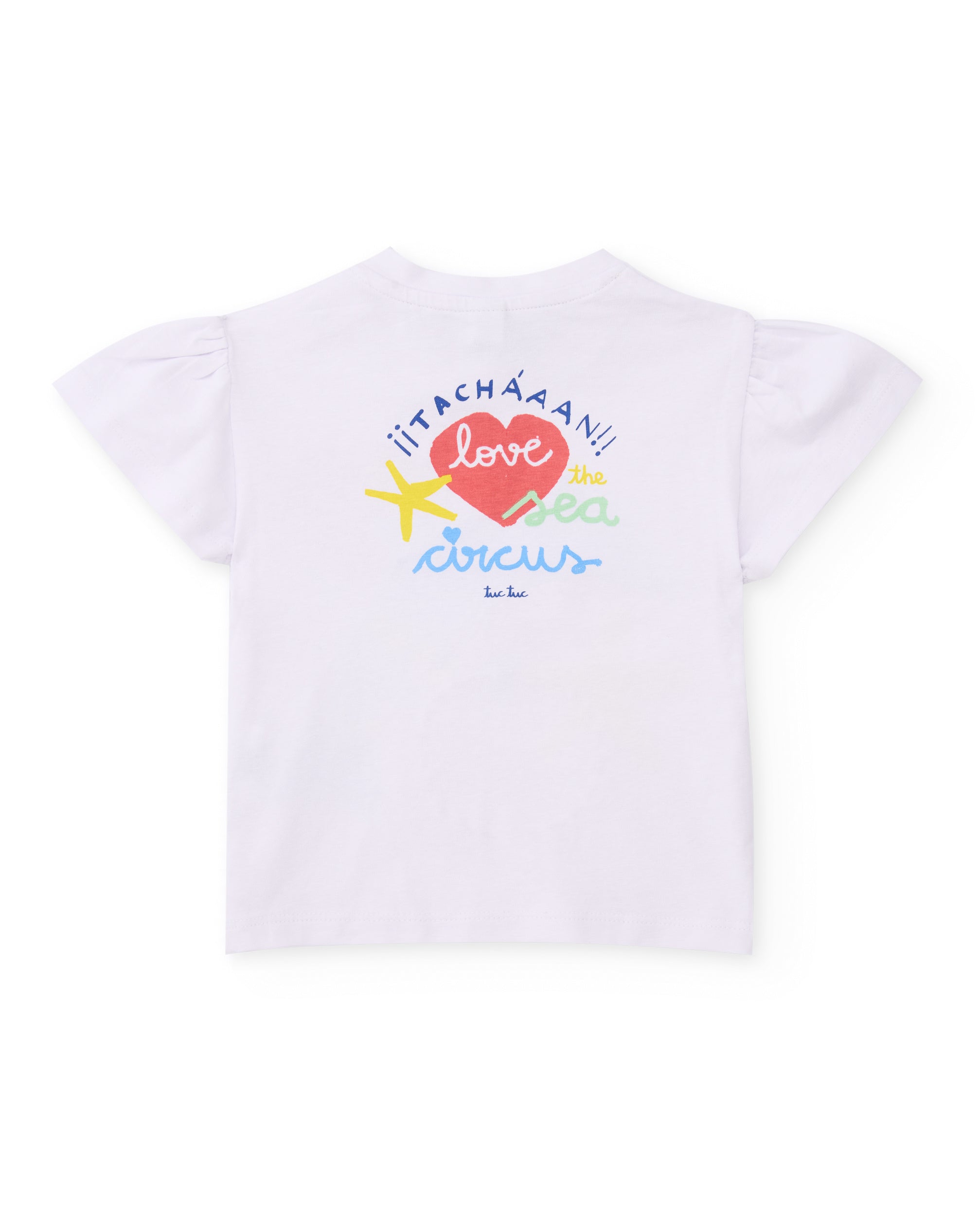 Camiseta de niña de punto con manga fruncida