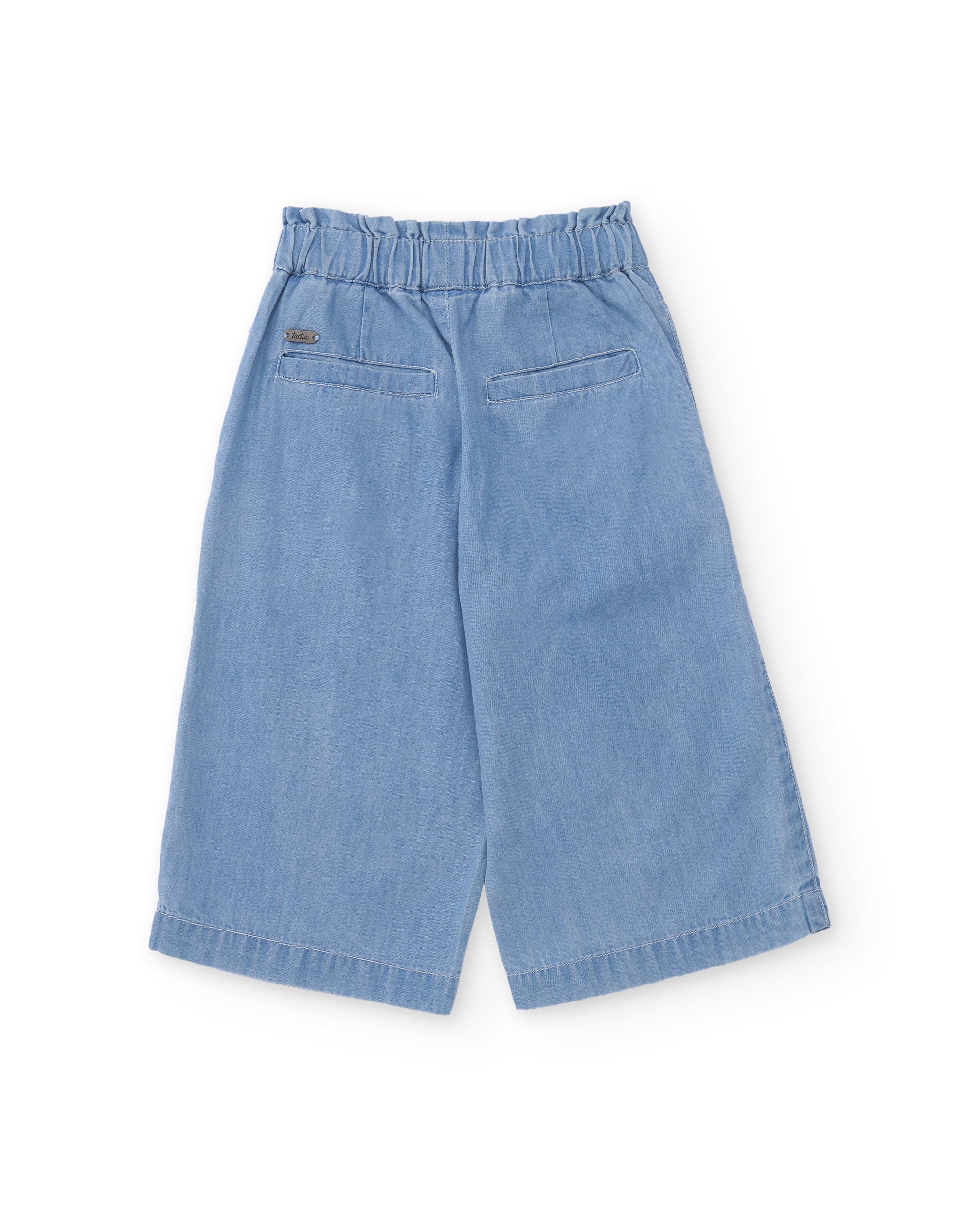Pantalones de niña de plana y denim claro