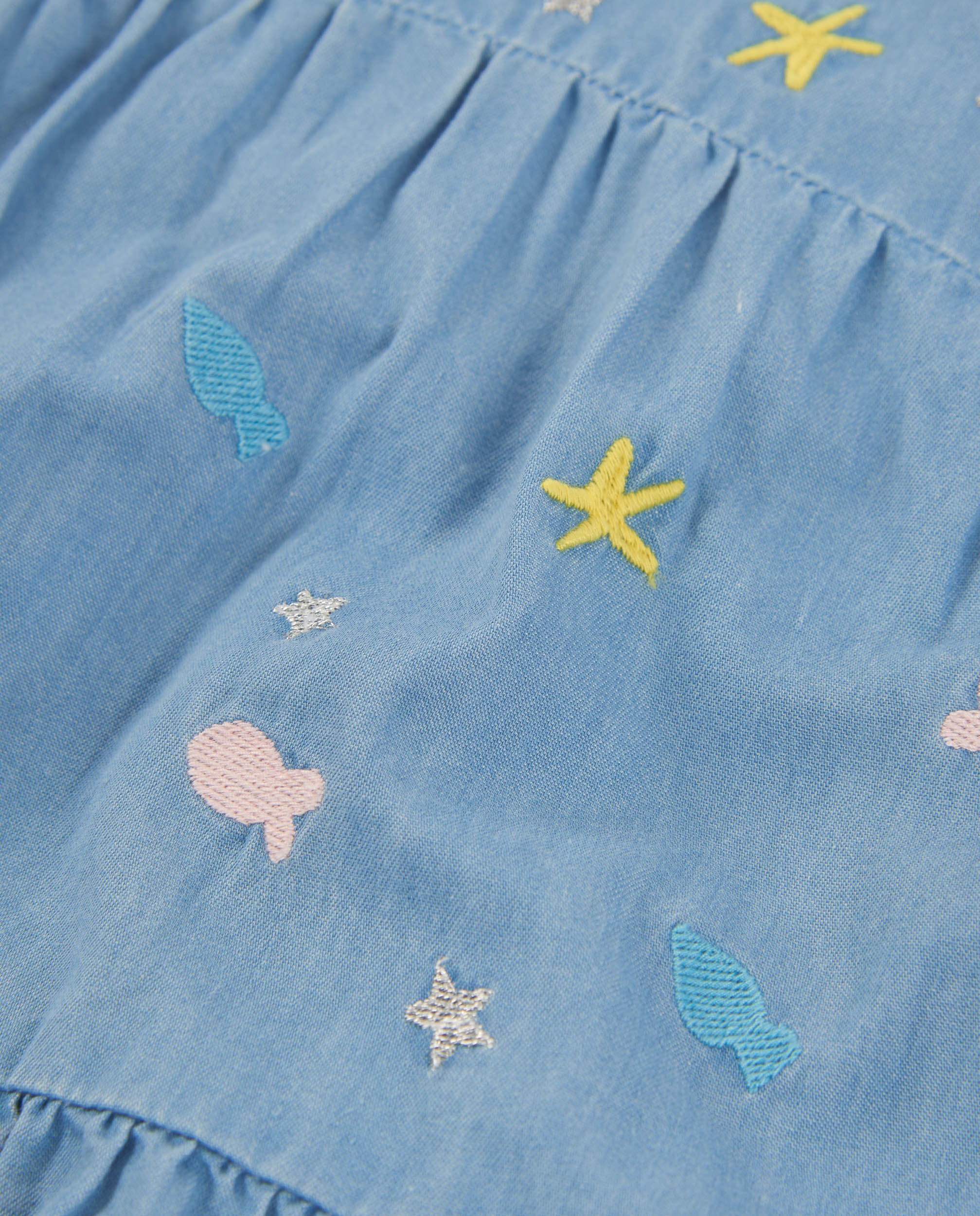 Vestido de niña de plana y denim suave