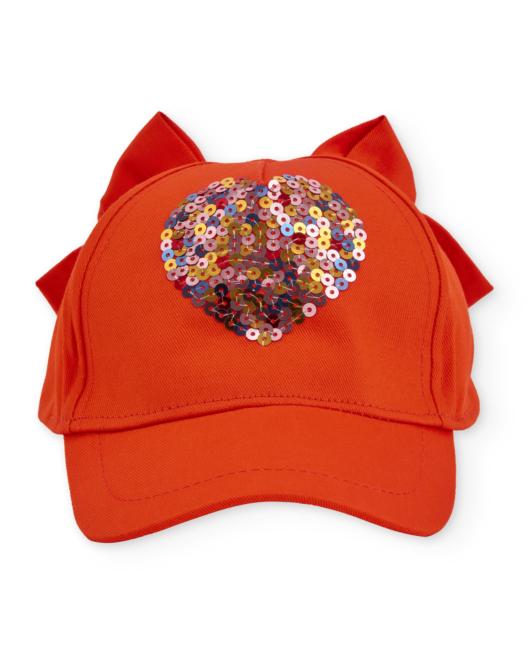 Gorra de niña de plana con corazón de lentejuelas