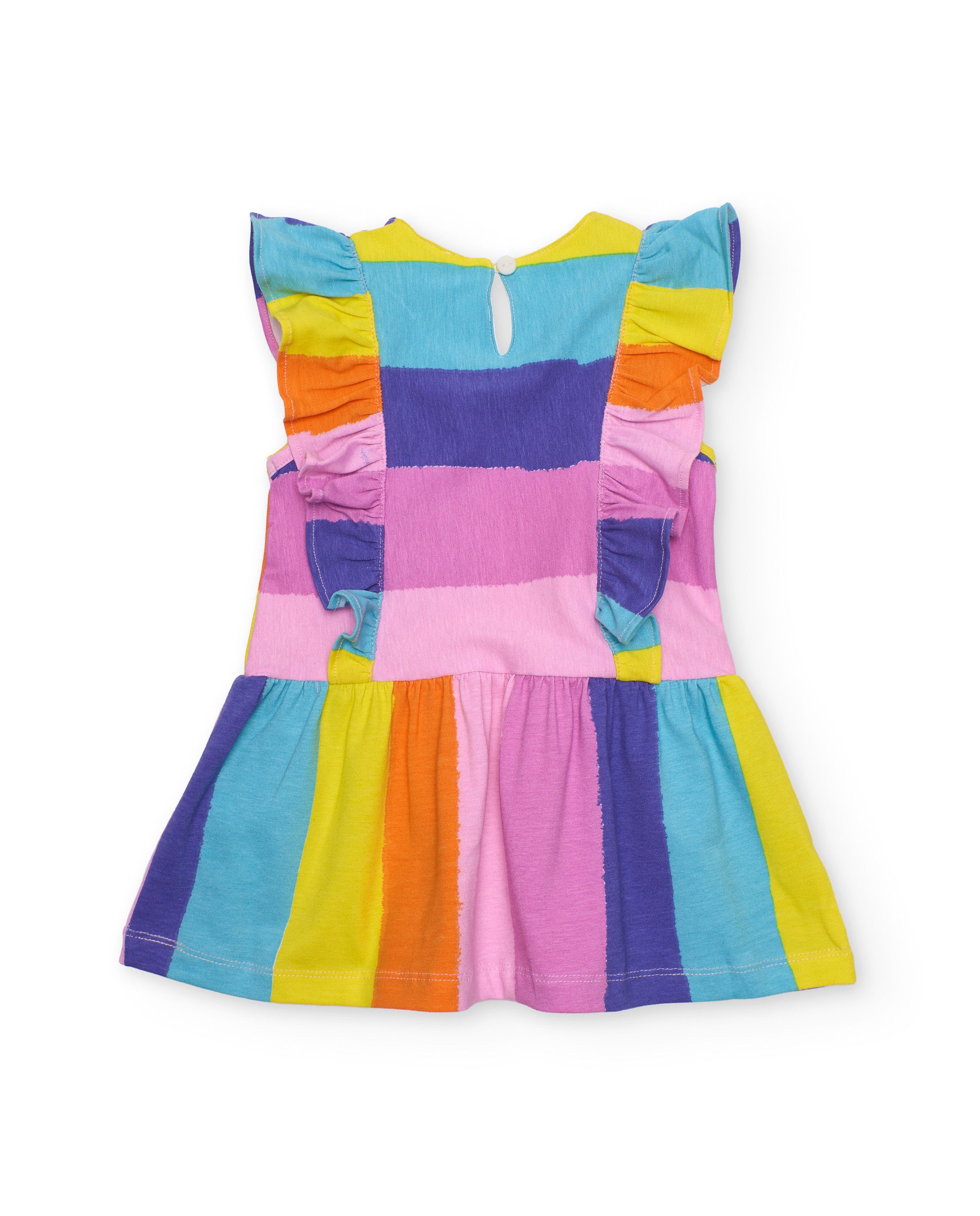 Vestido de niña de punto y volantes en tirantes