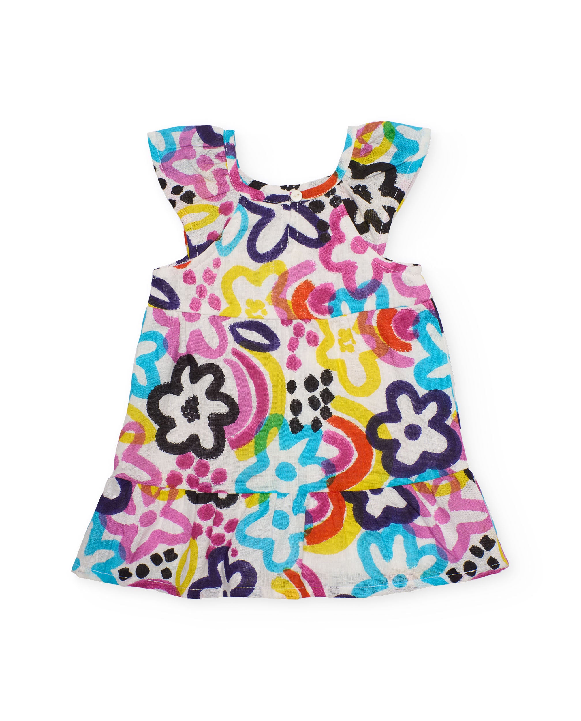 Vestido de niña de plana y estampado floral