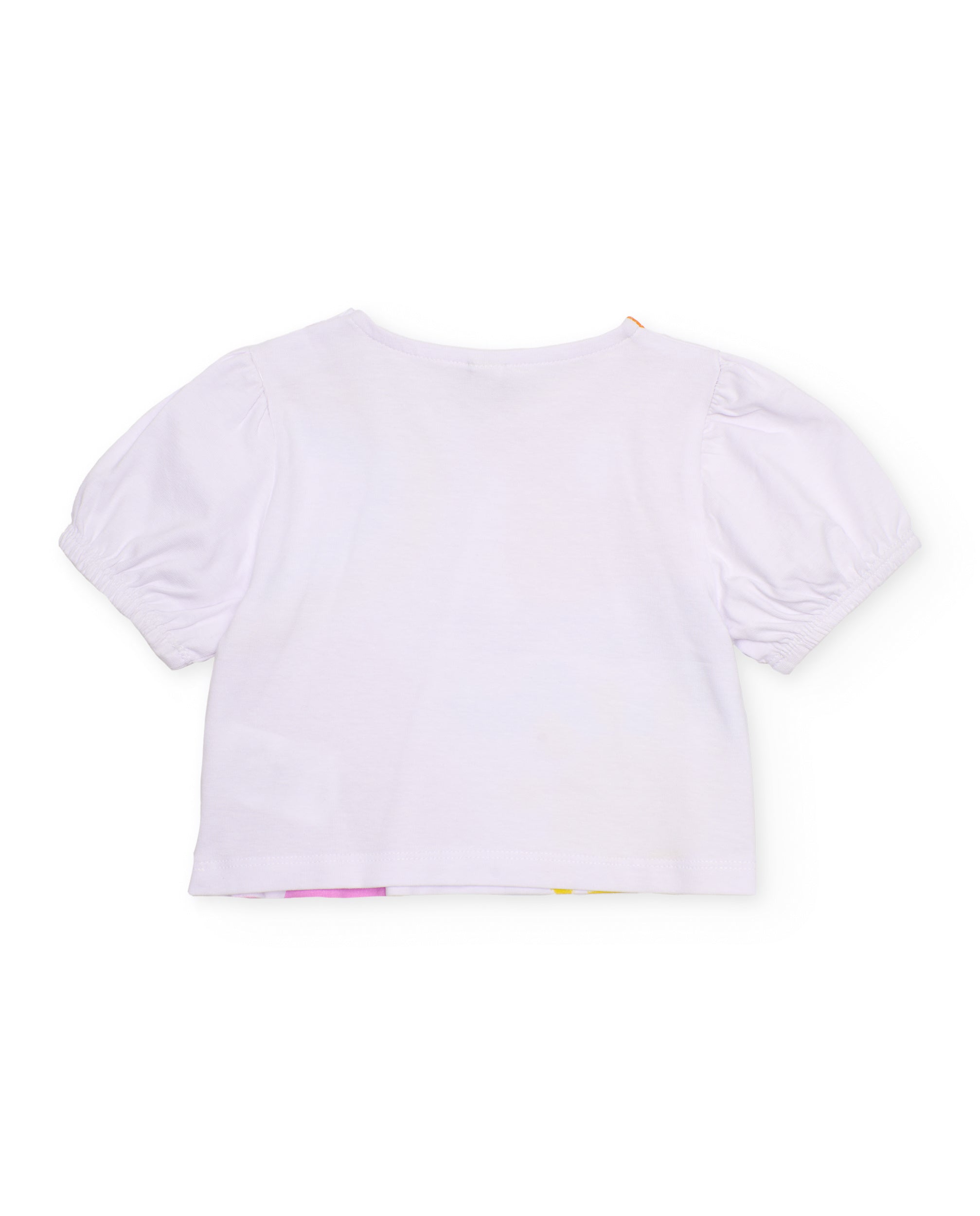 Camiseta de niña de punto y mangas fruncidas