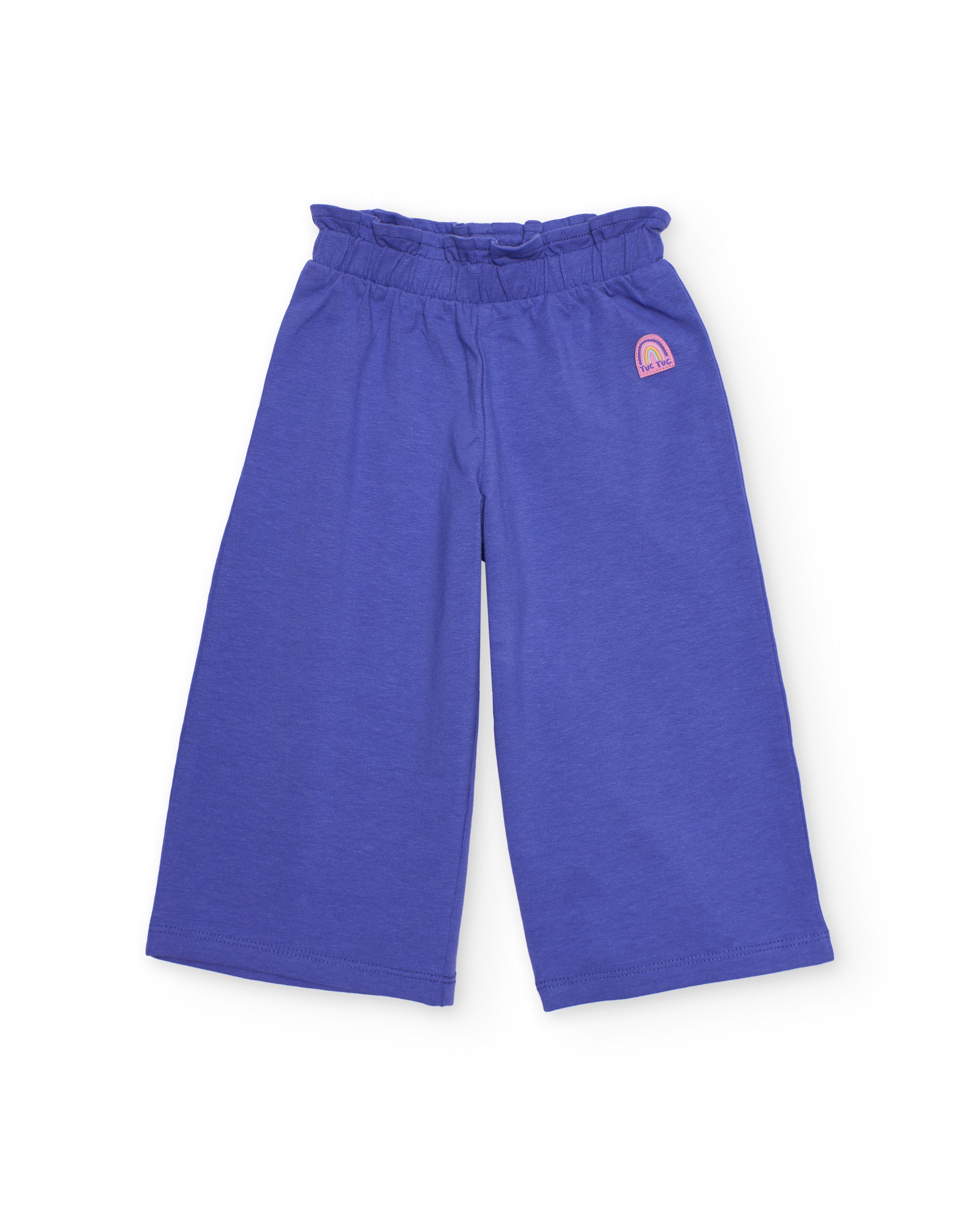 Pantalones de niña de punto y cinturilla elástica fruncida