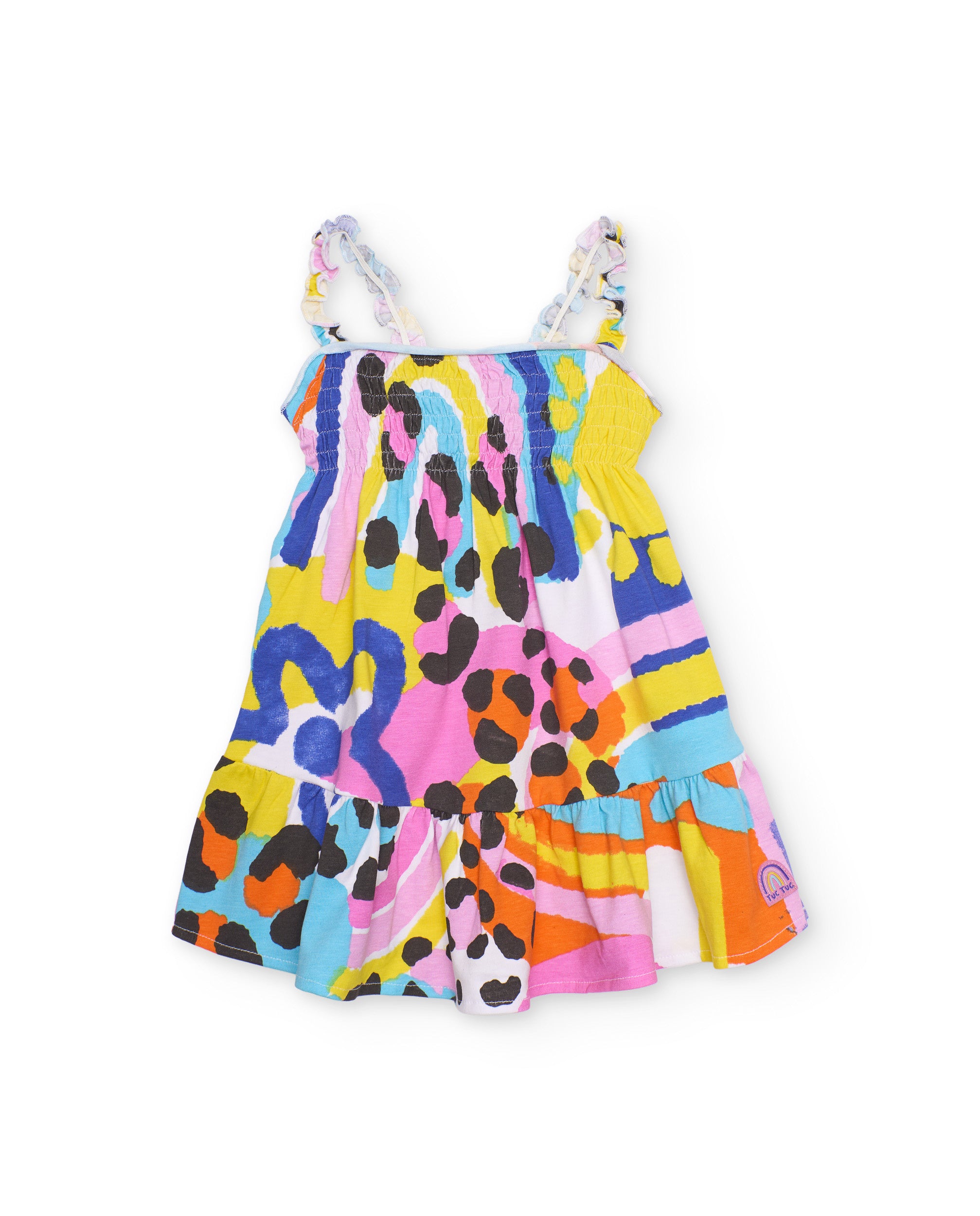 Vestido de niña de punto con cuerpo fruncido