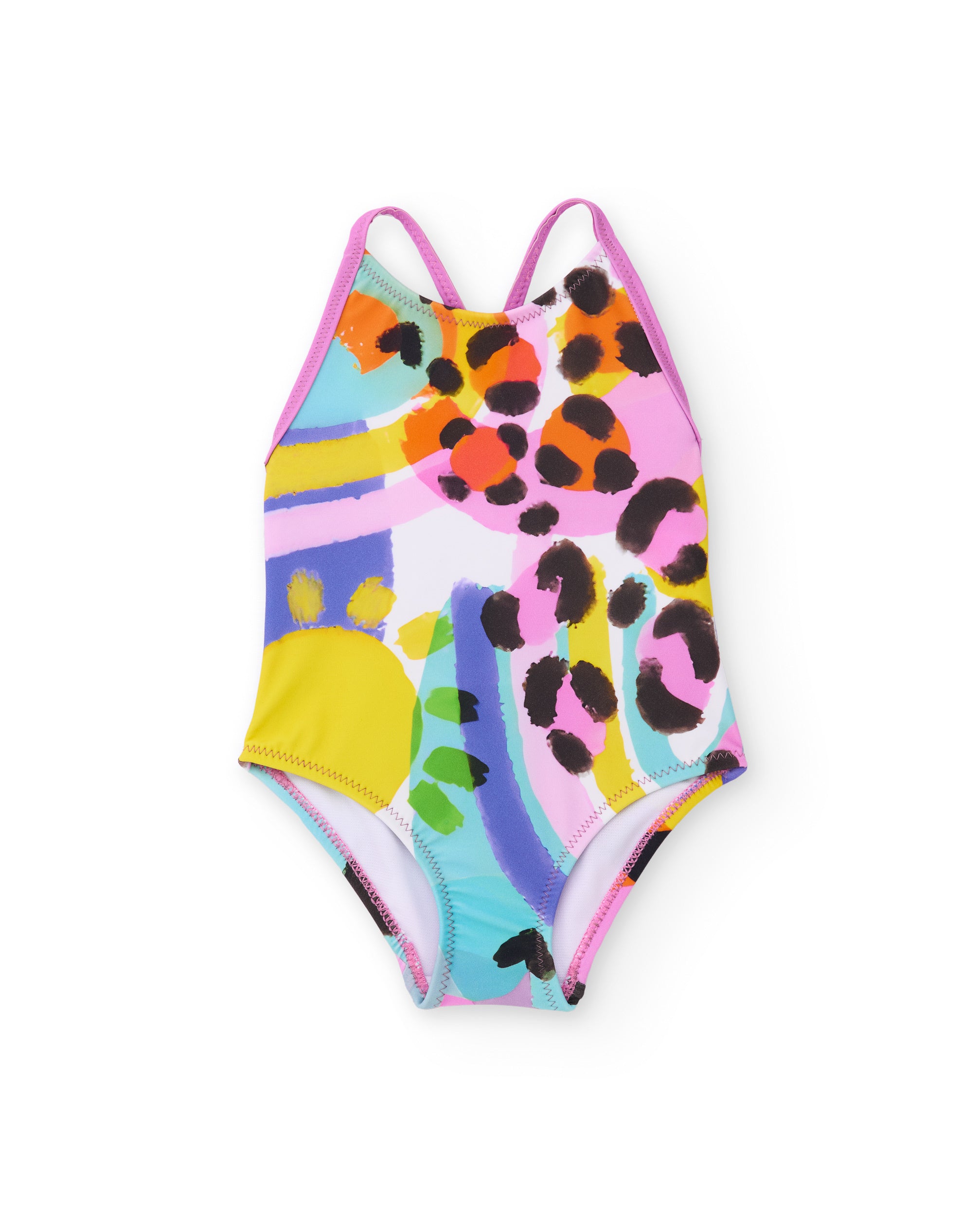 Bañador de niña de punto con diseño abstracto