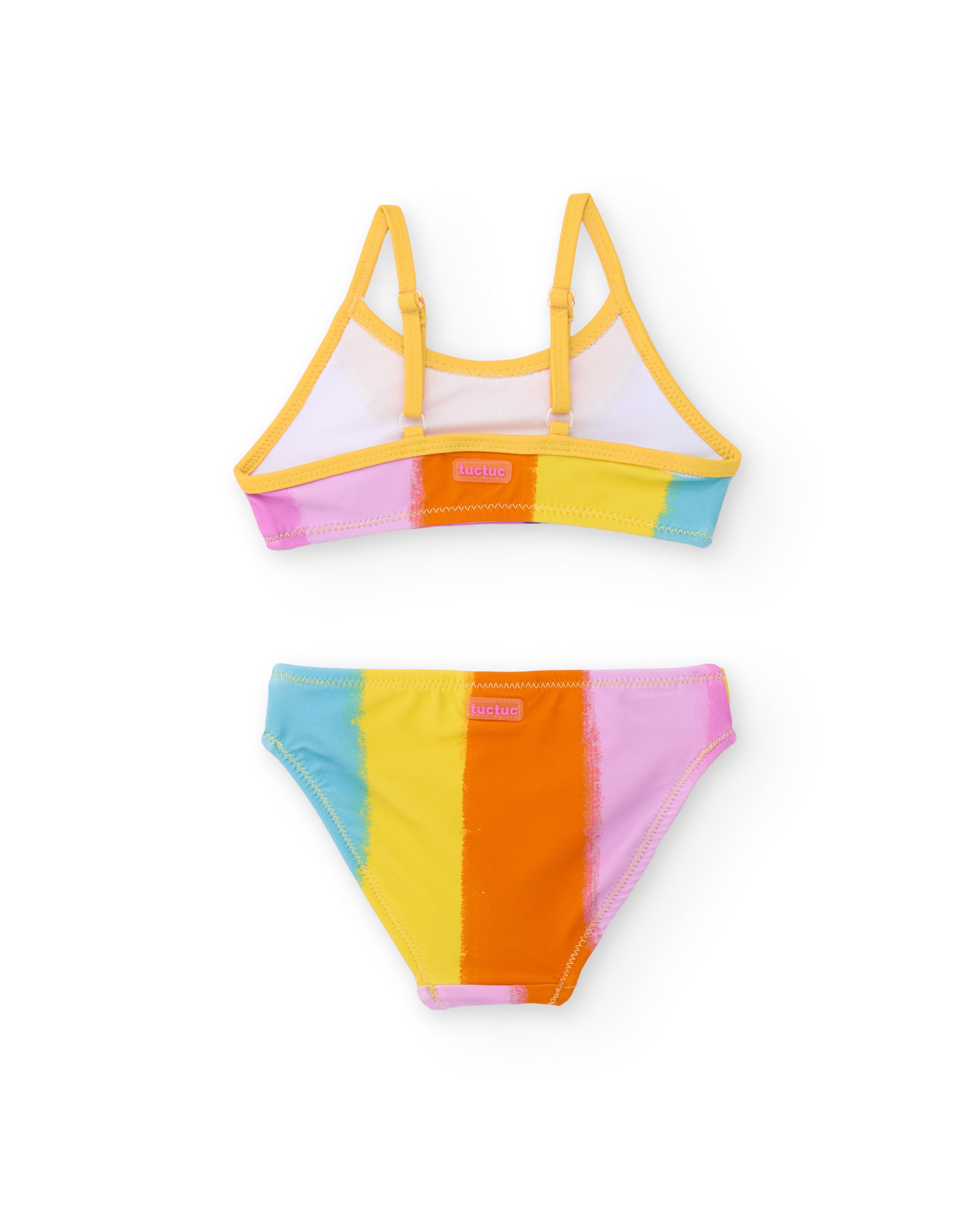 Bikini de niña de punto y tiras decorativas