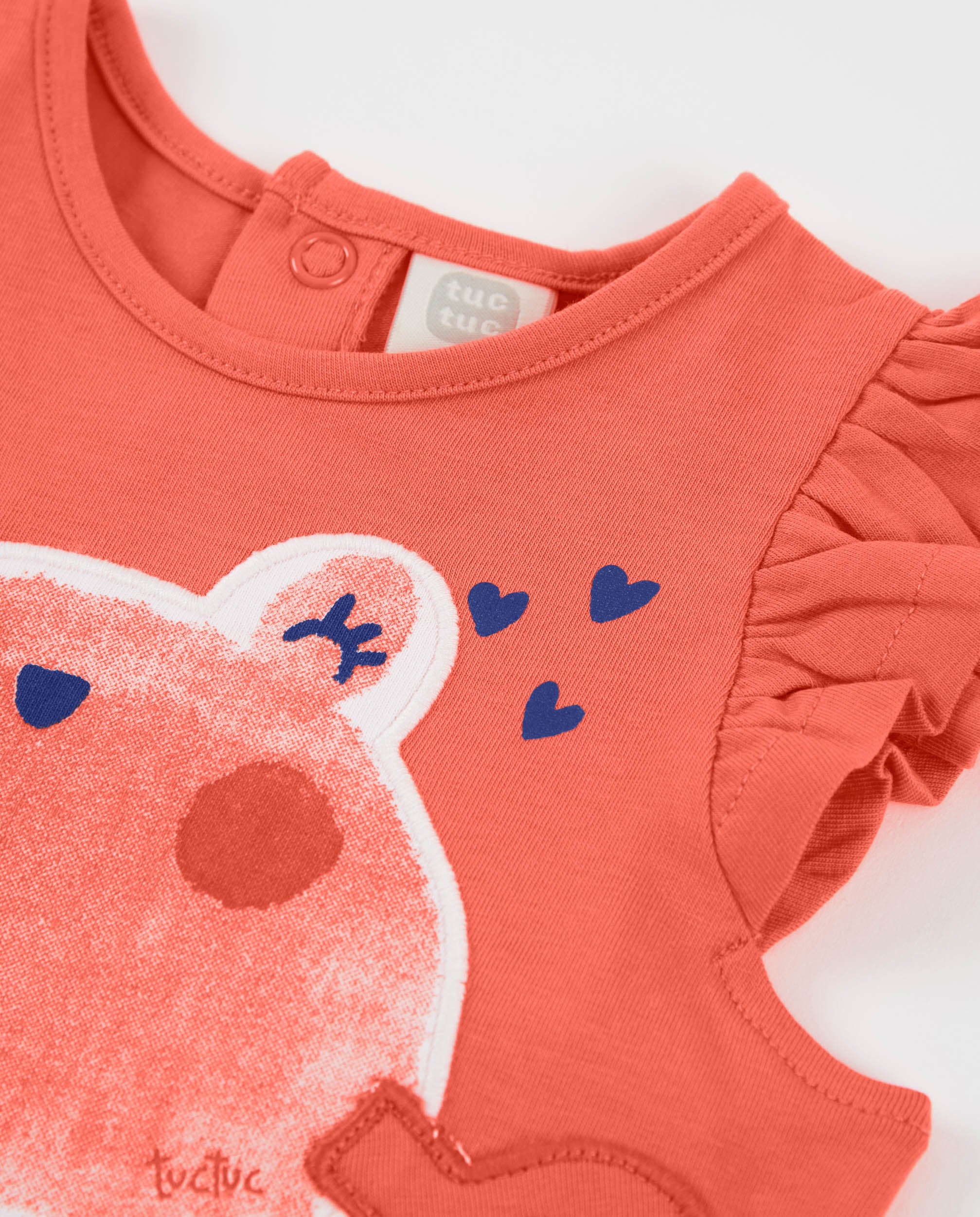 Camiseta de niña de punto y volante en mangas