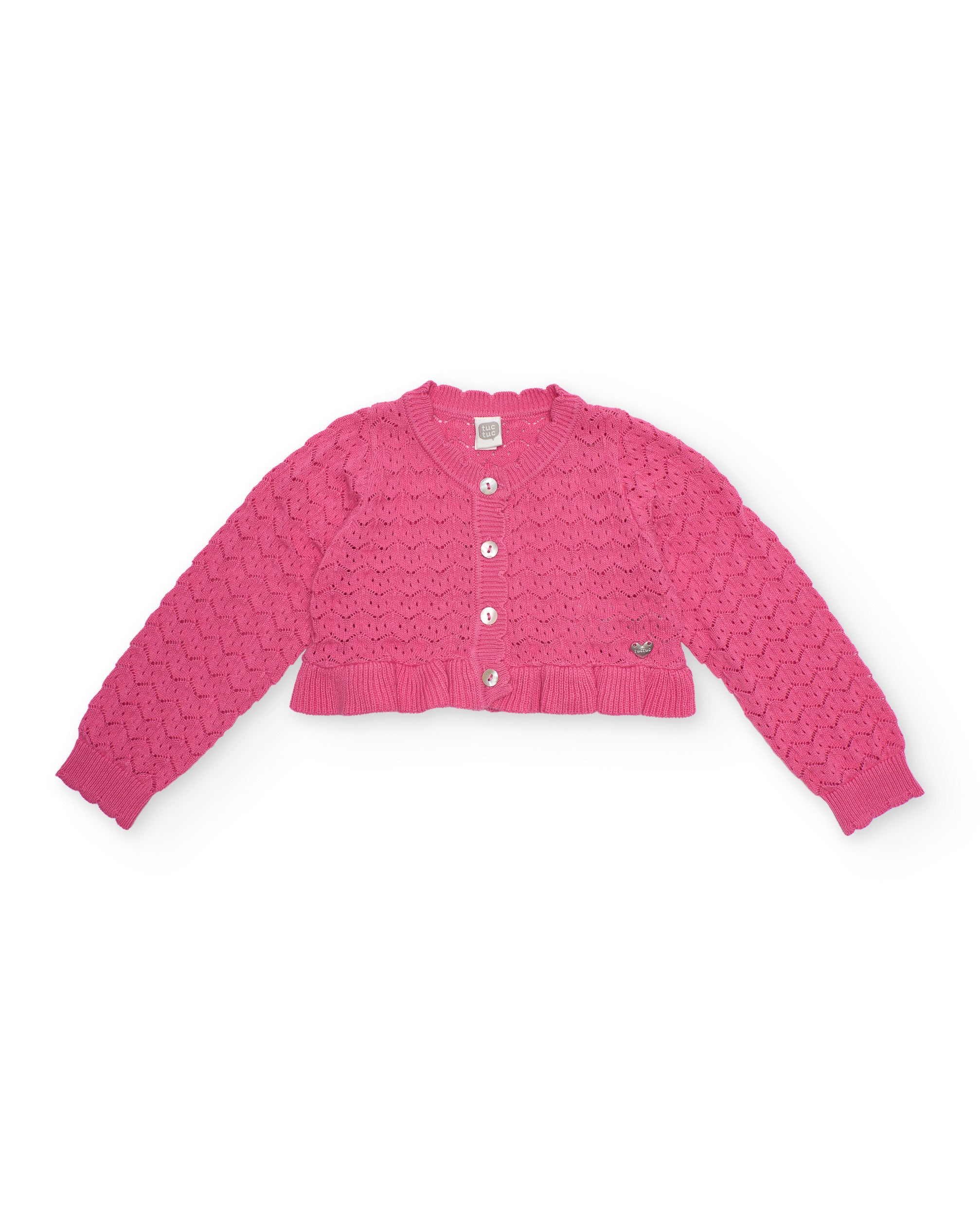 Chaqueta de niña de tricot y calado decorativo