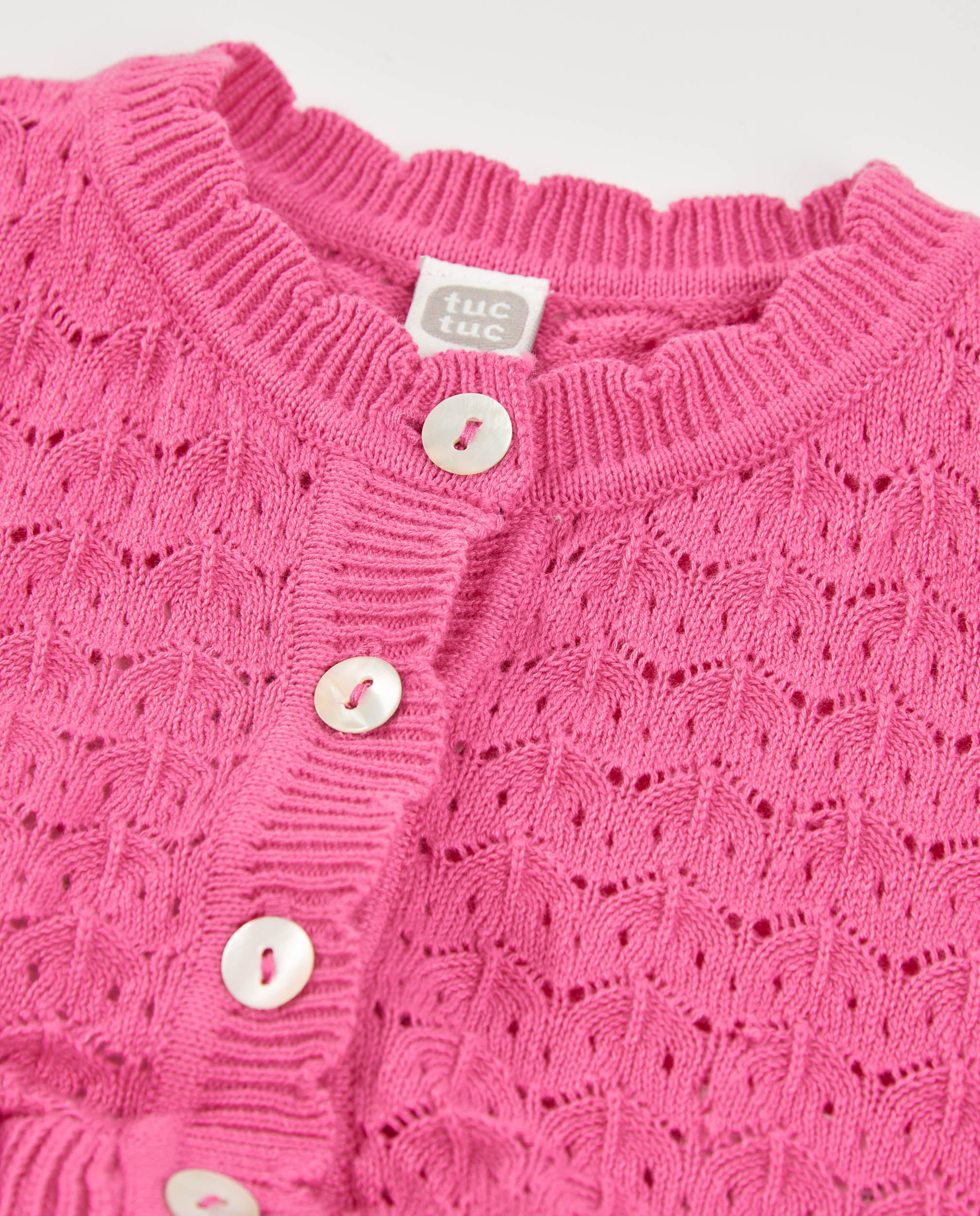 Chaqueta de niña de tricot y calado decorativo