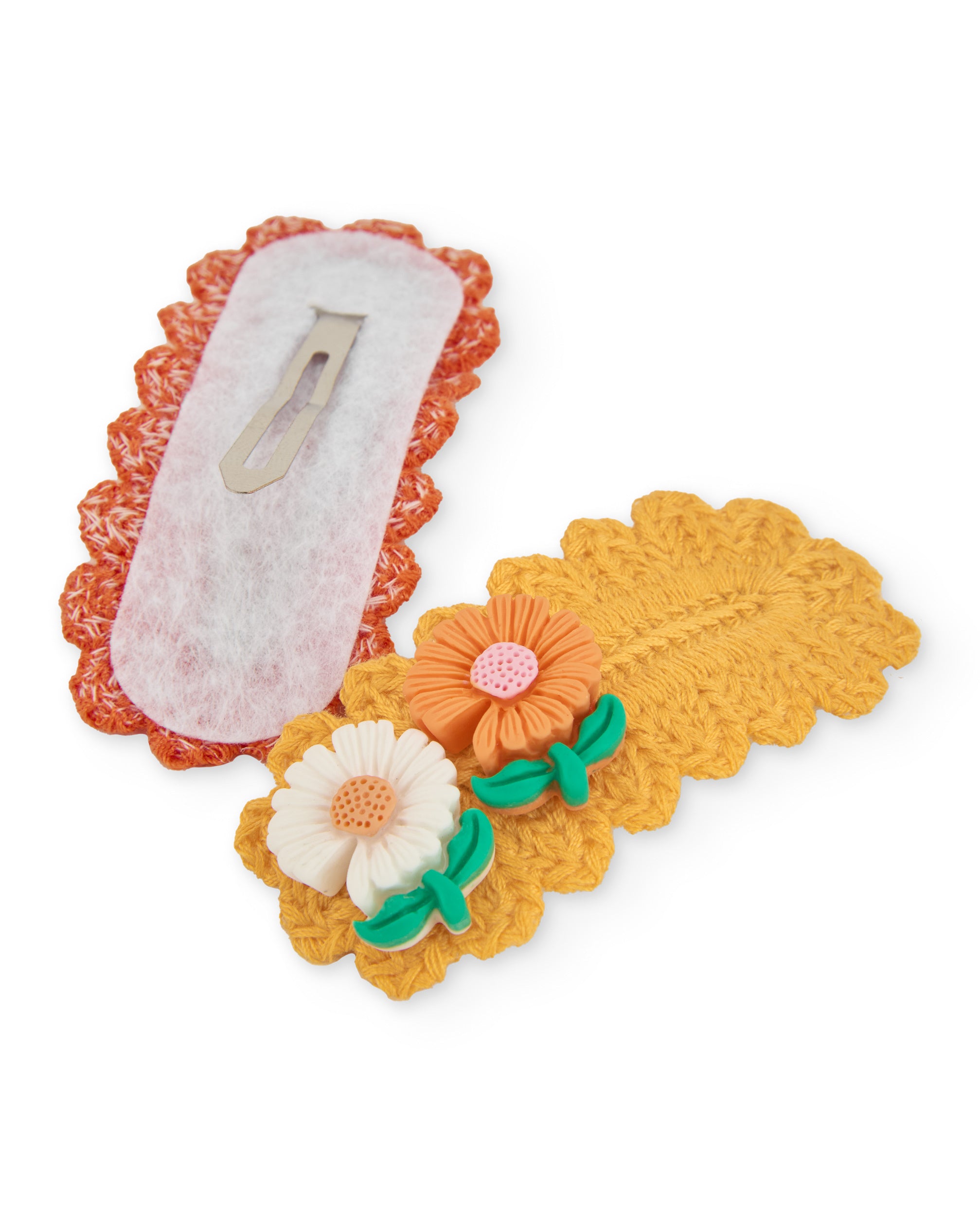 Conjunto de clips de niña con flores en relieve