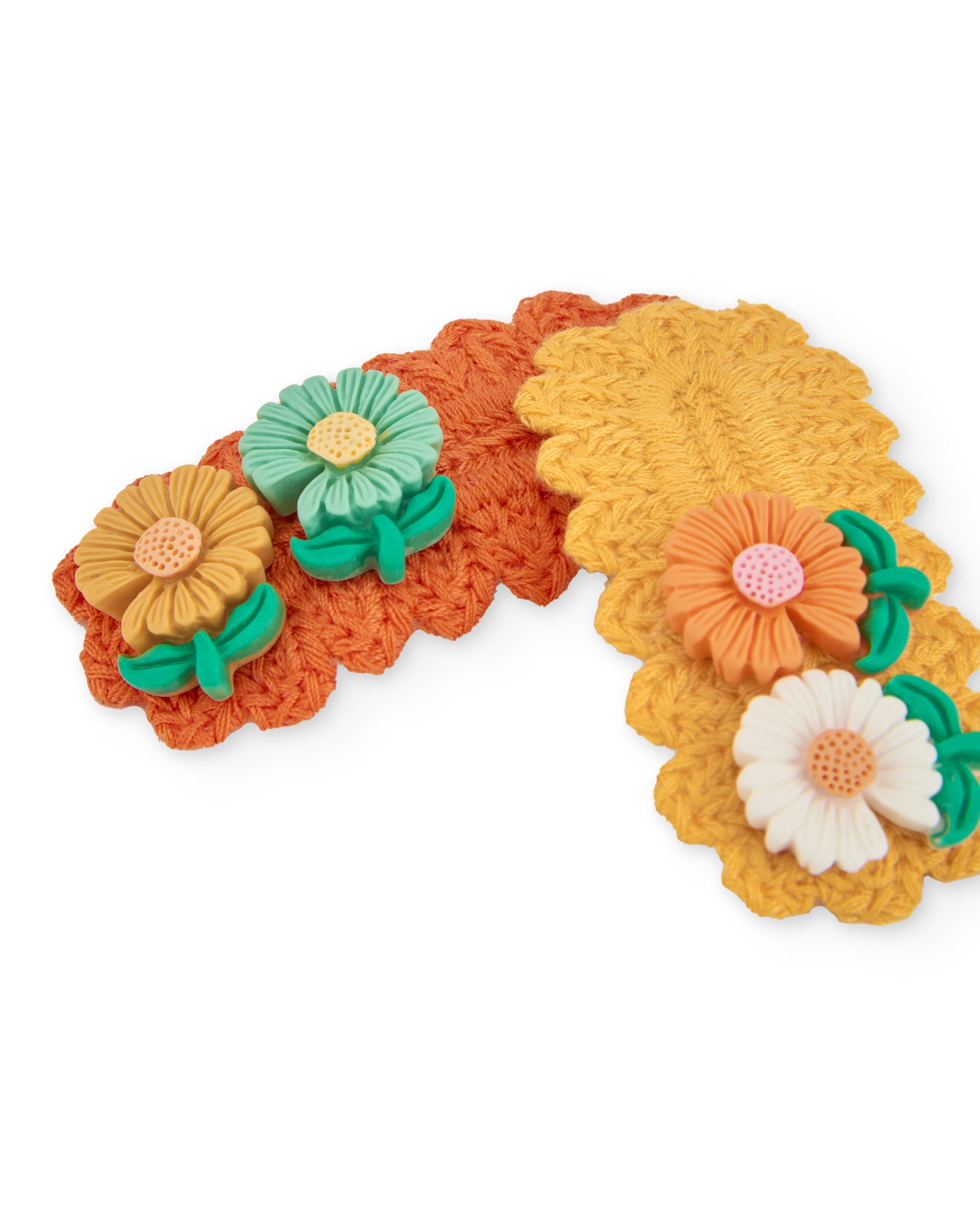 Conjunto de clips de niña con flores en relieve