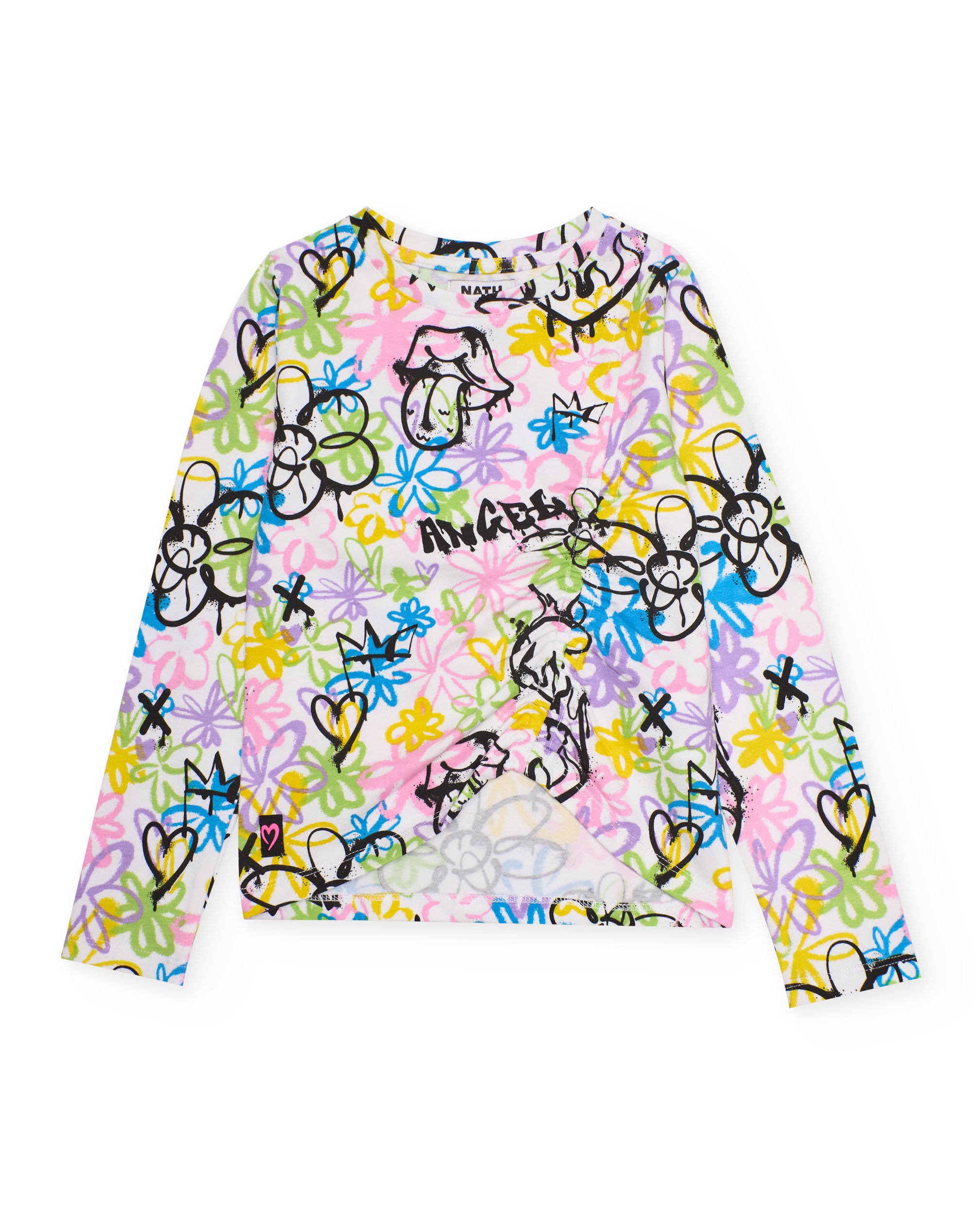 Camiseta de niña de punto con estilo graffiti