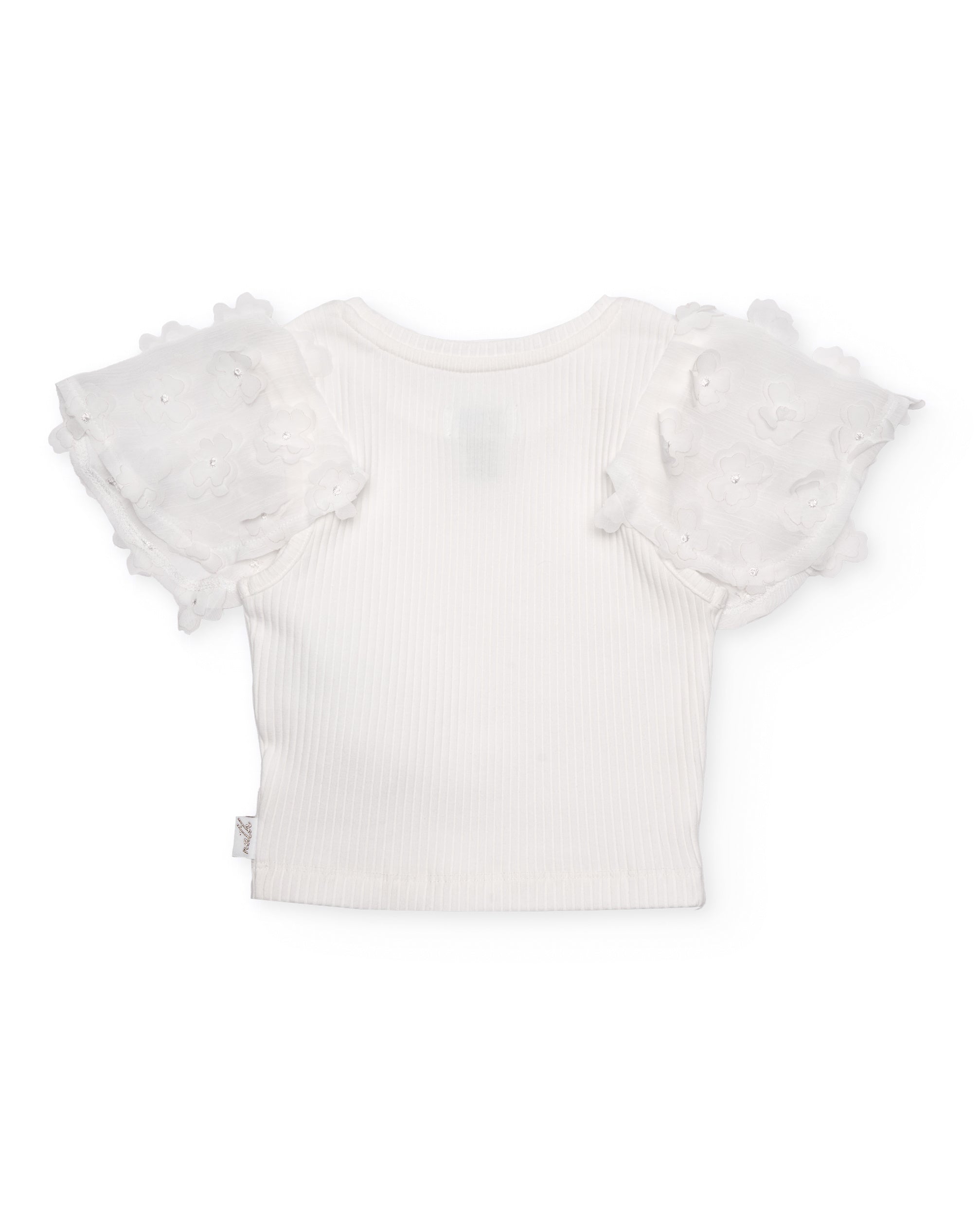 Camiseta de niña de punto con mangas abullonadas