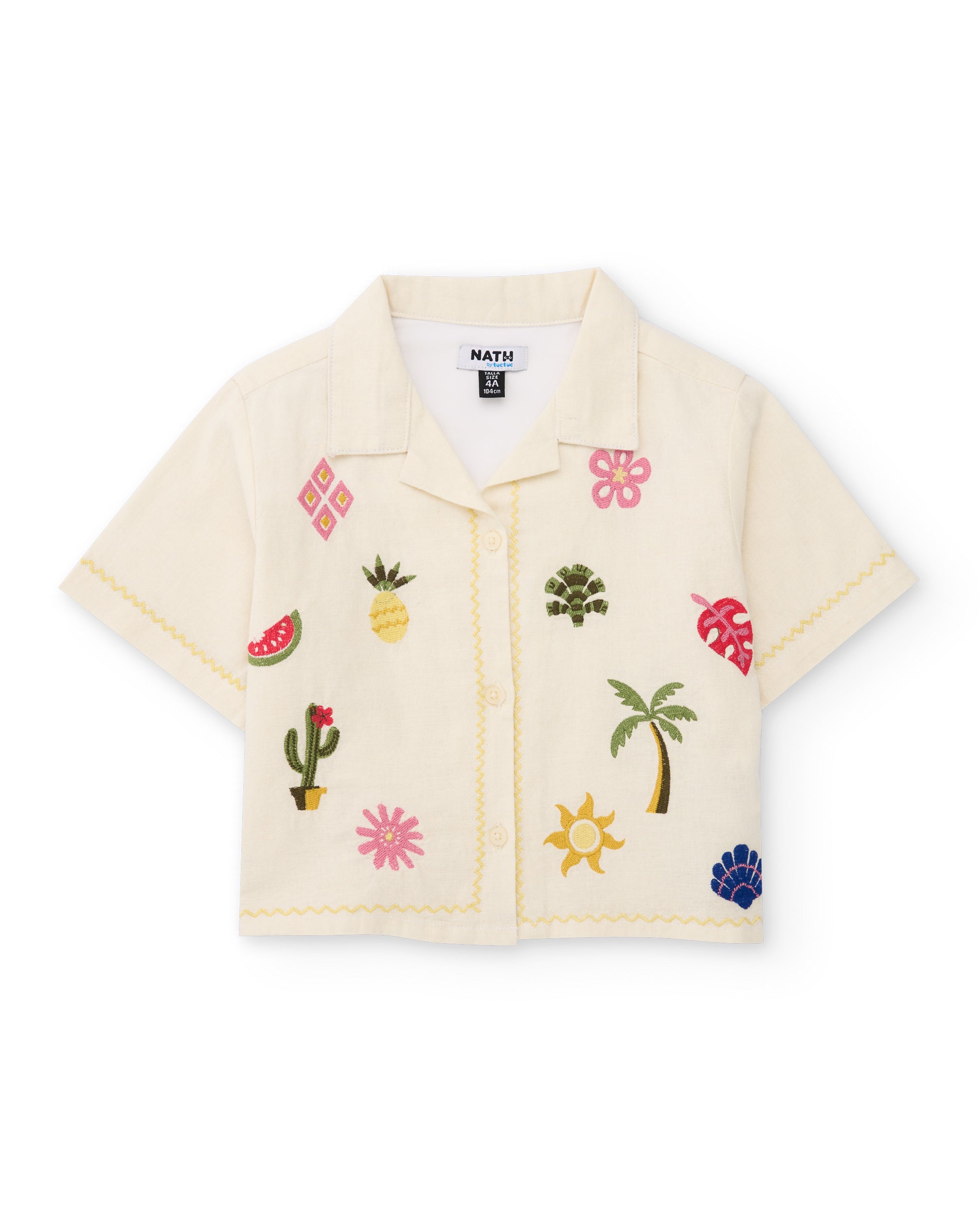 Camisa de niña de plana con bordados coloridos