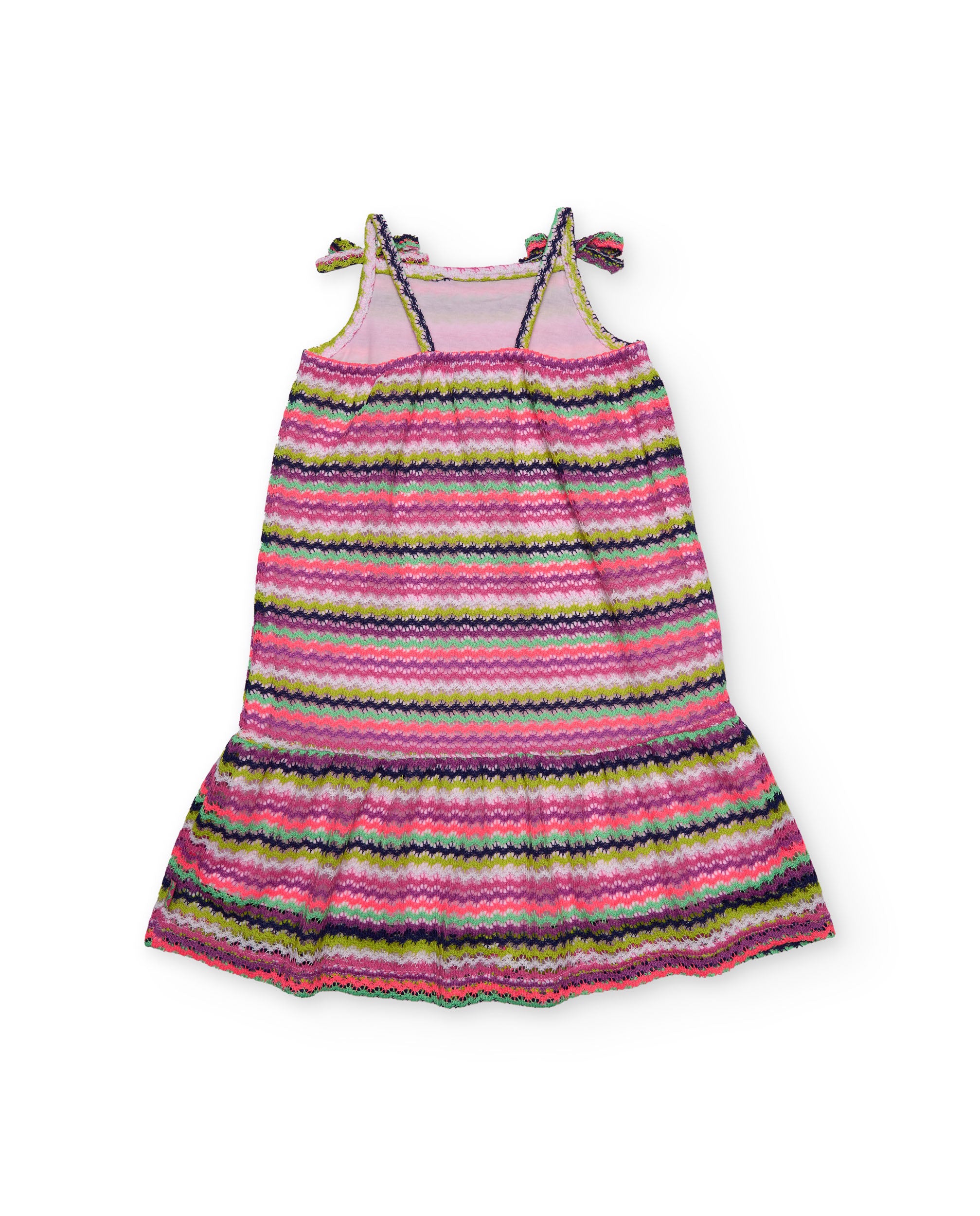 Vestido de niña de punto y tirantes con lazadas