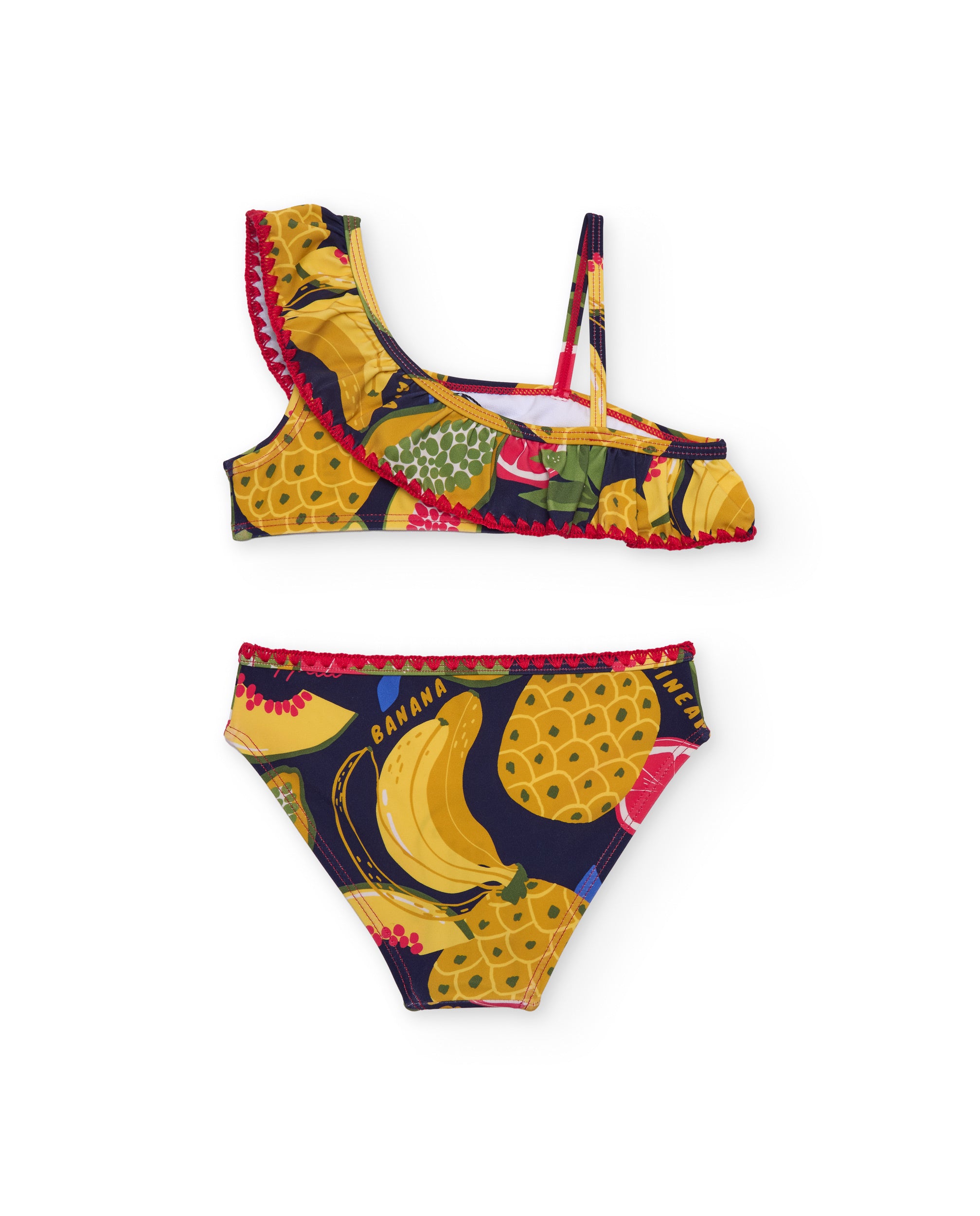 Bikini de niña de punto con volante en escote