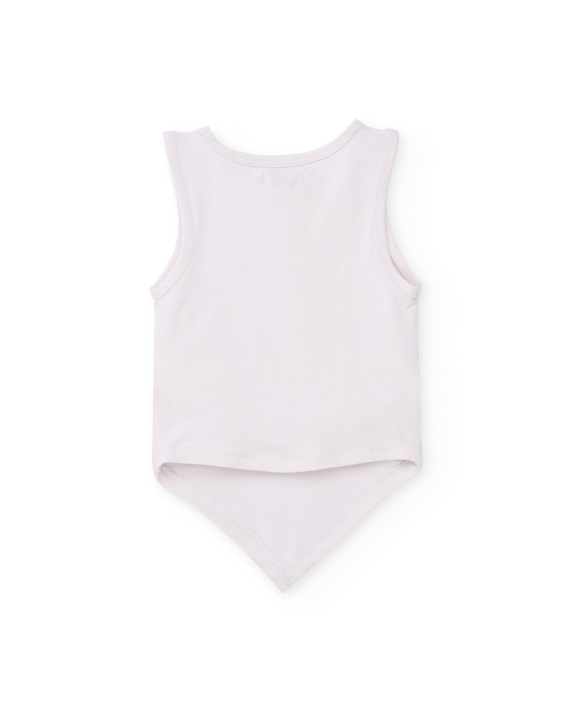 Camiseta de niña de punto con bajo acabado en pico