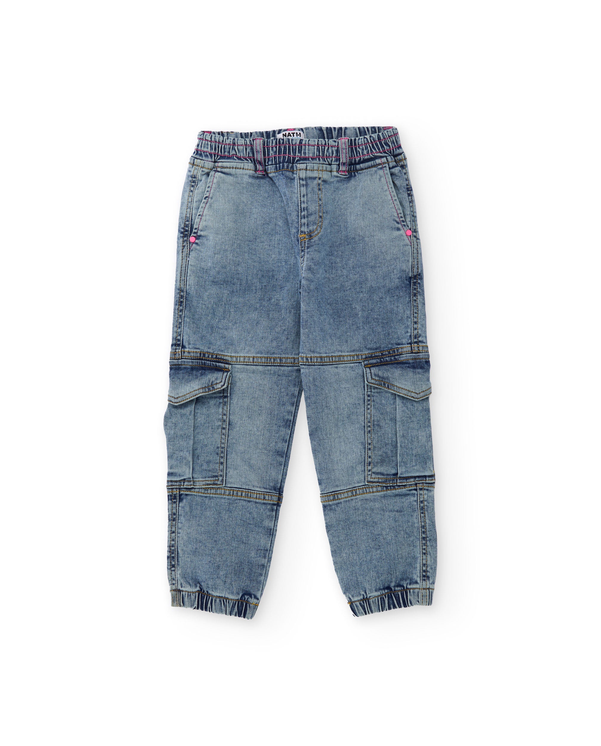 Pantalones de niña de plana y denim diseño cargo