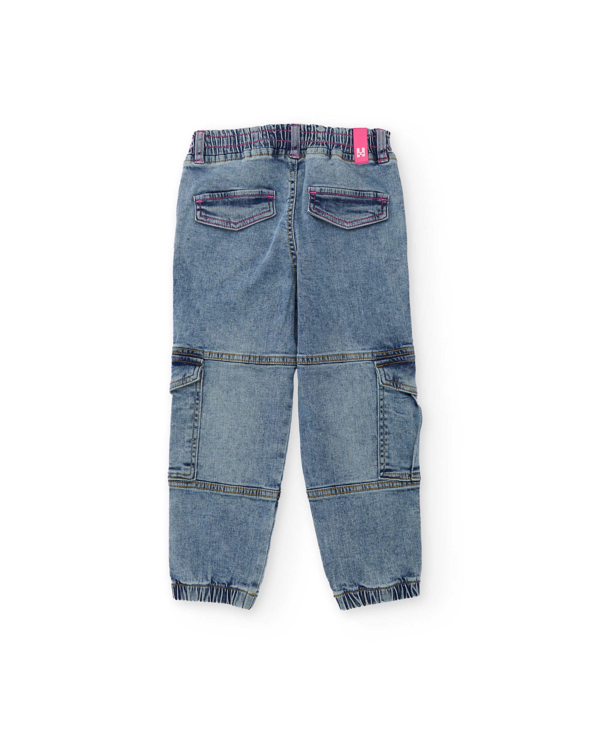 Pantalones de niña de plana y denim diseño cargo