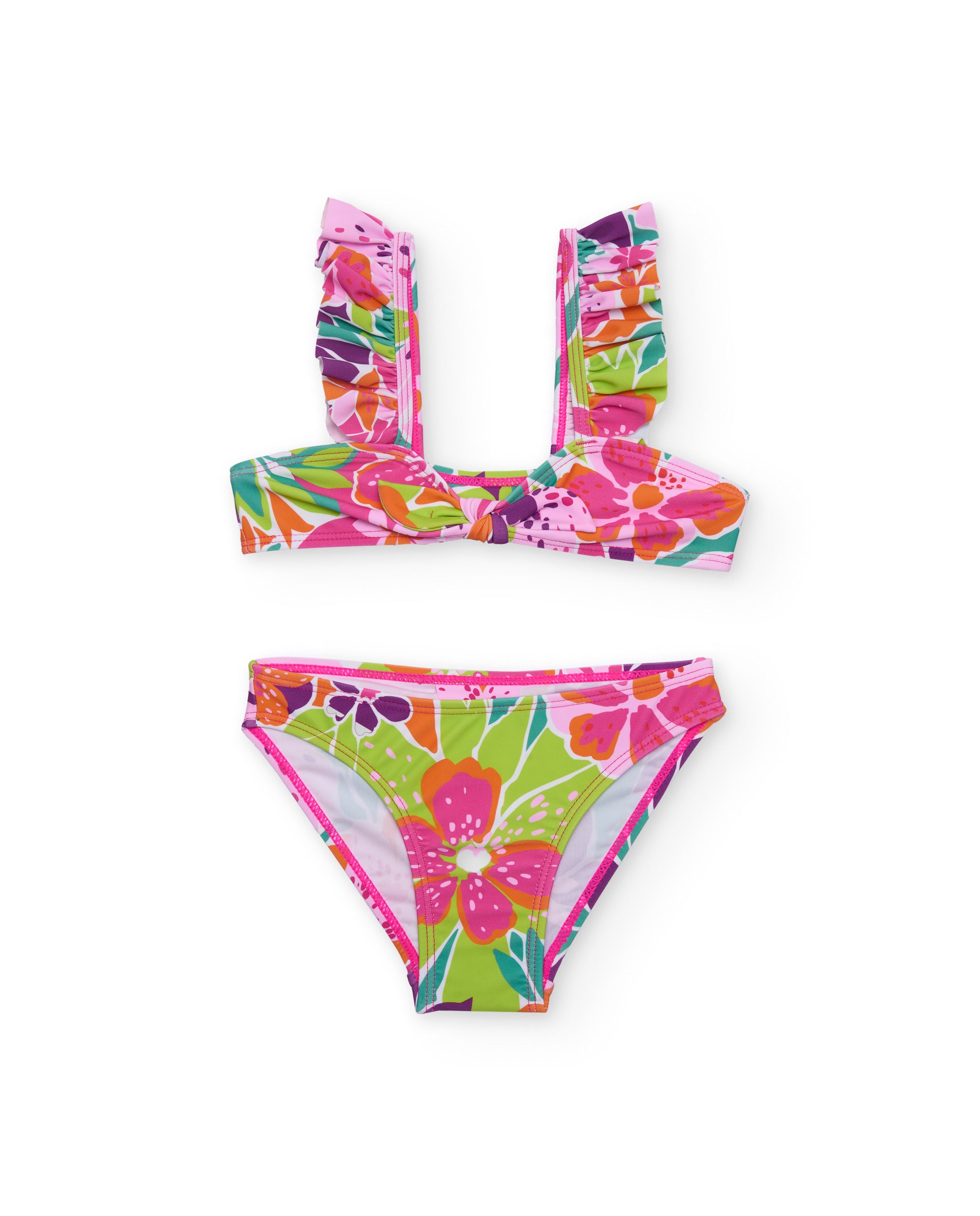 Bikini de niña de punto con volantes en tirantes
