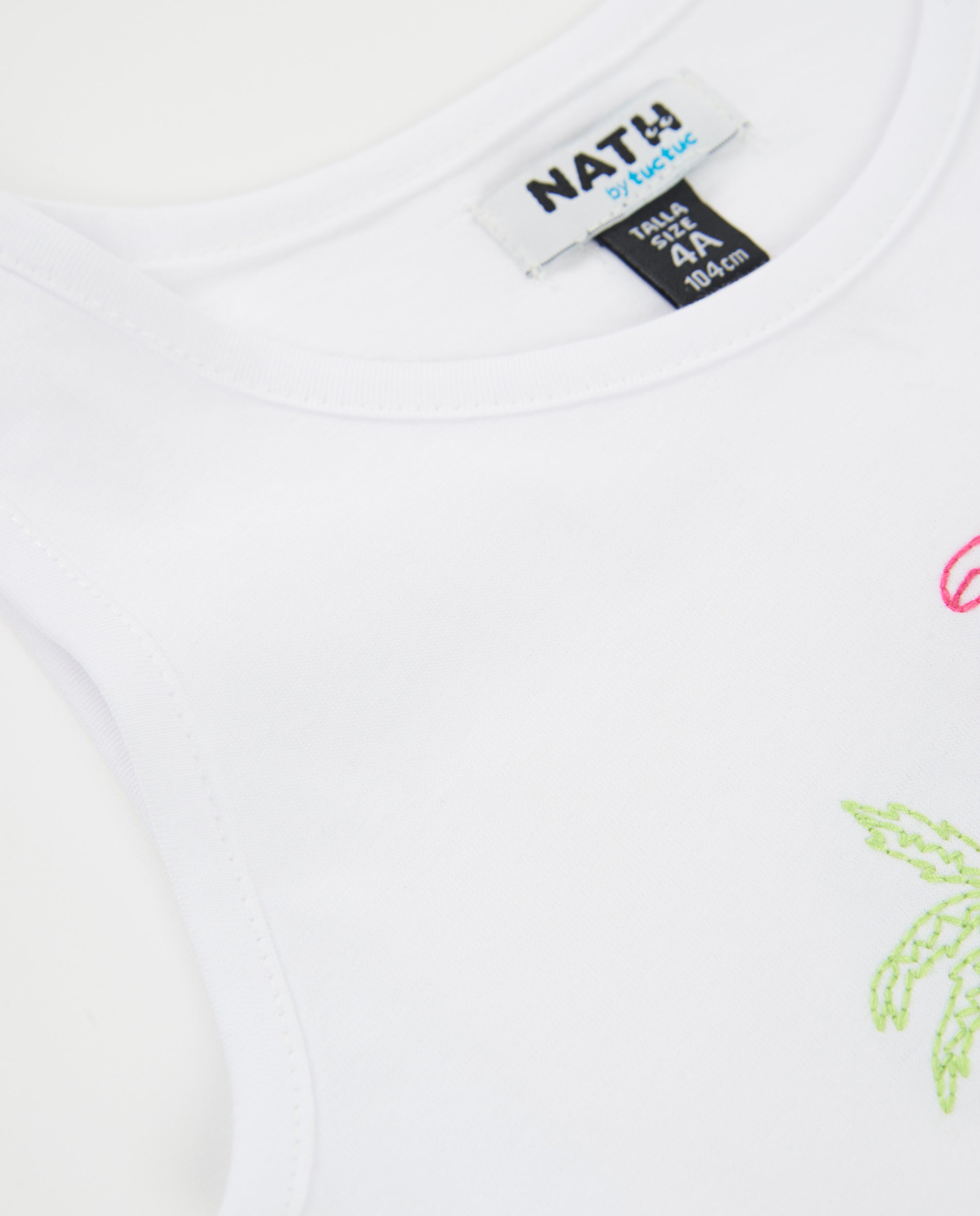 Camiseta de niña de punto con bordado de palmeras