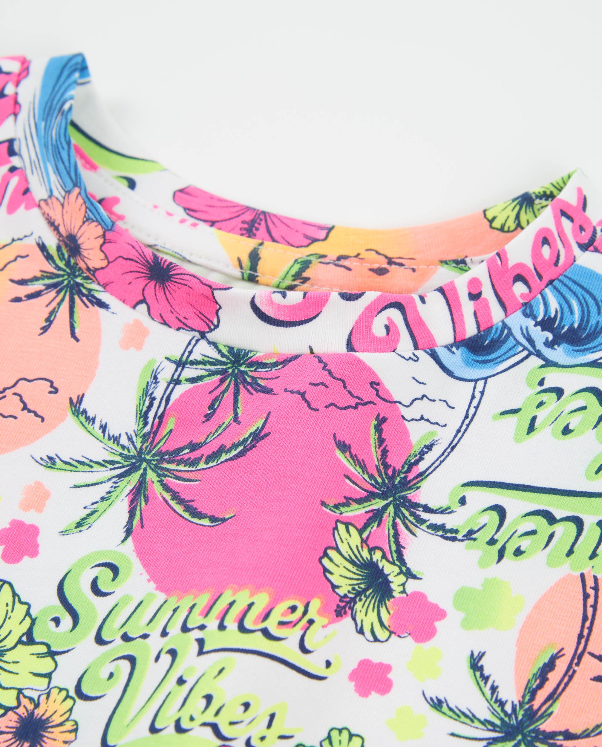 Camiseta de niña de punto con estampado veraniego