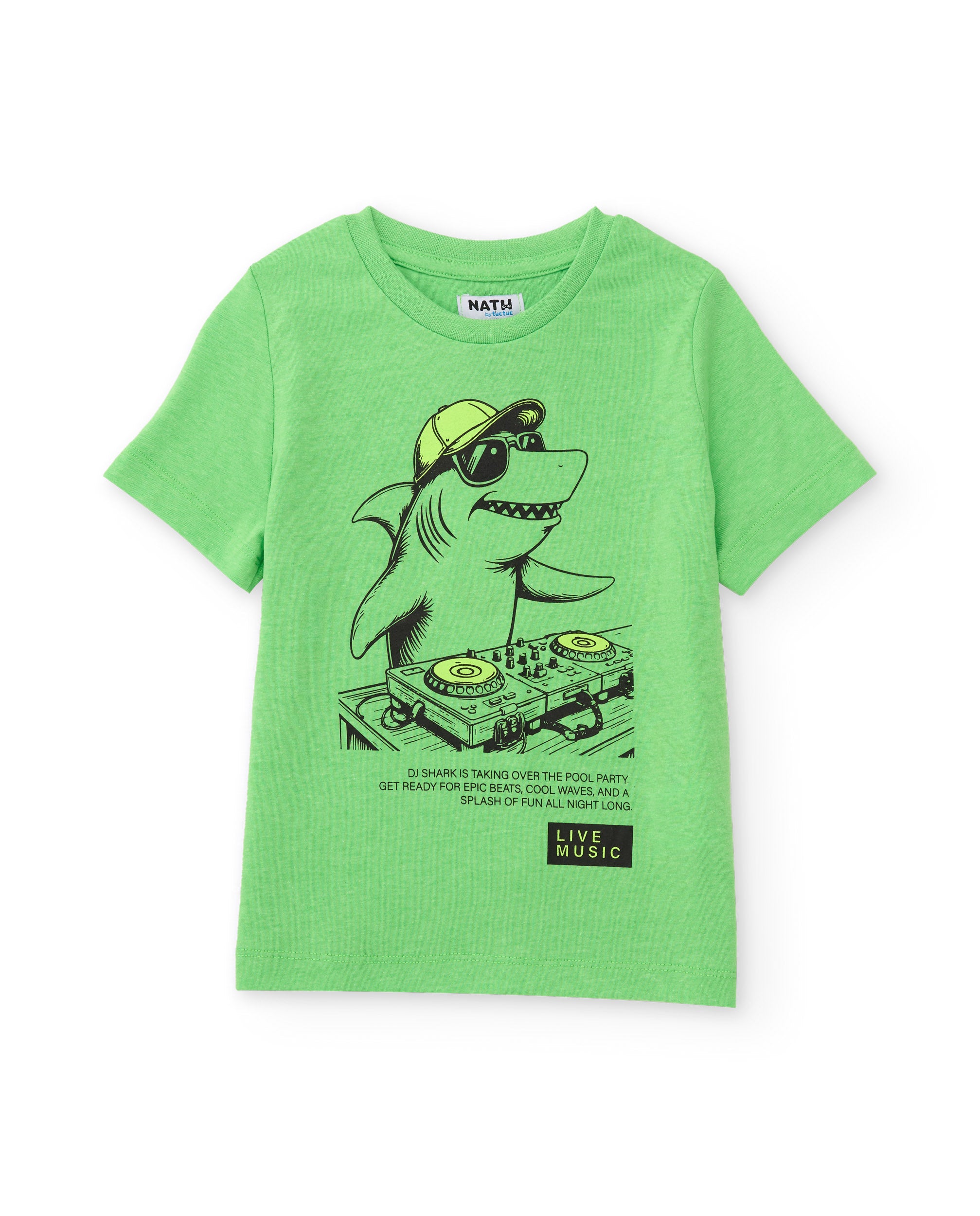 Camiseta de niño de punto con tiburón DJ