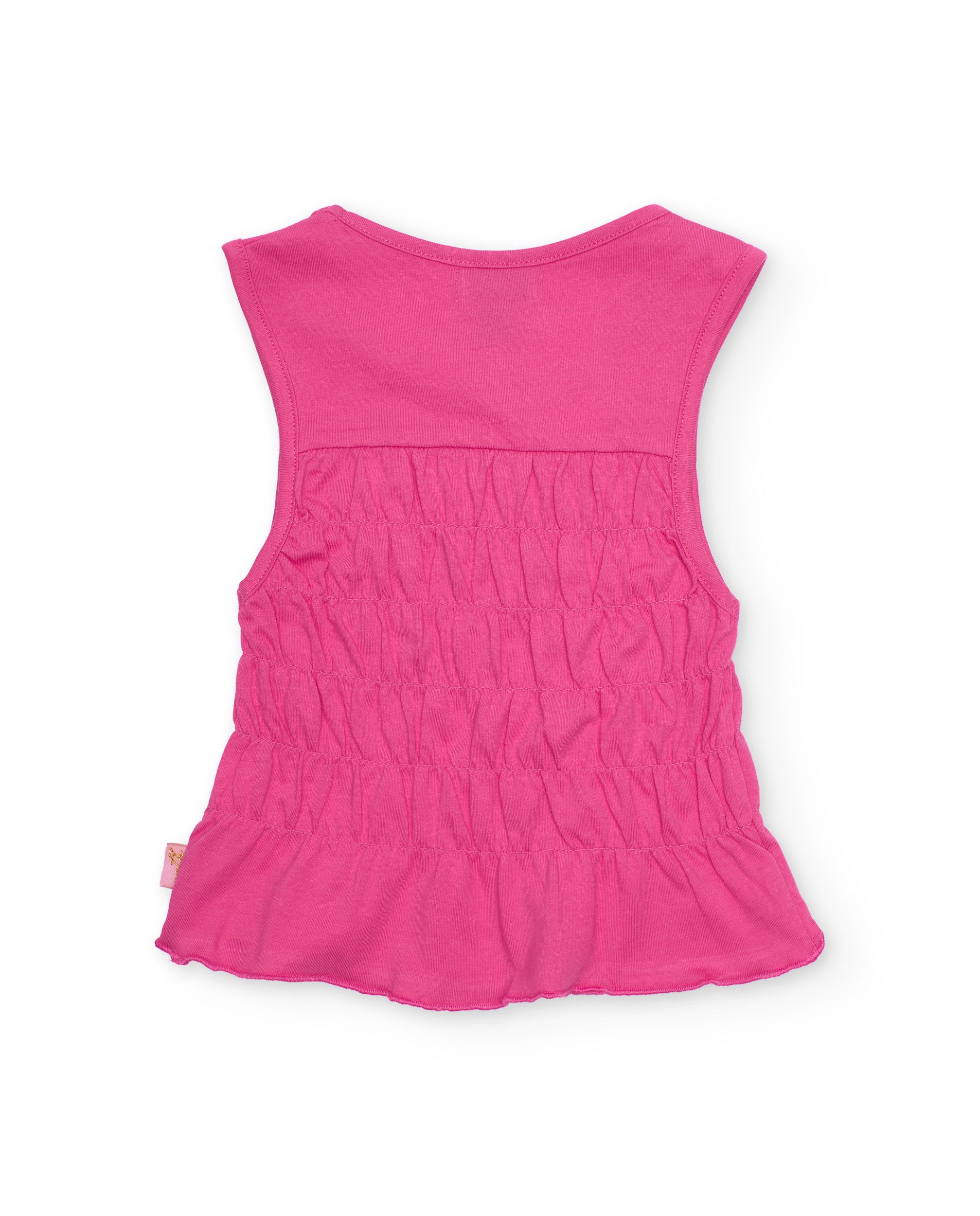 Camiseta de niña de punto con cuerpo fruncido