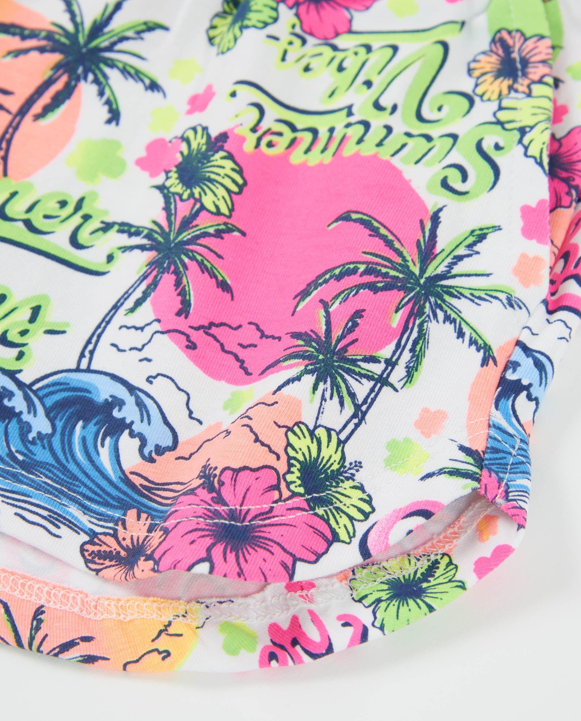 Short de niña de punto con estampado tropical