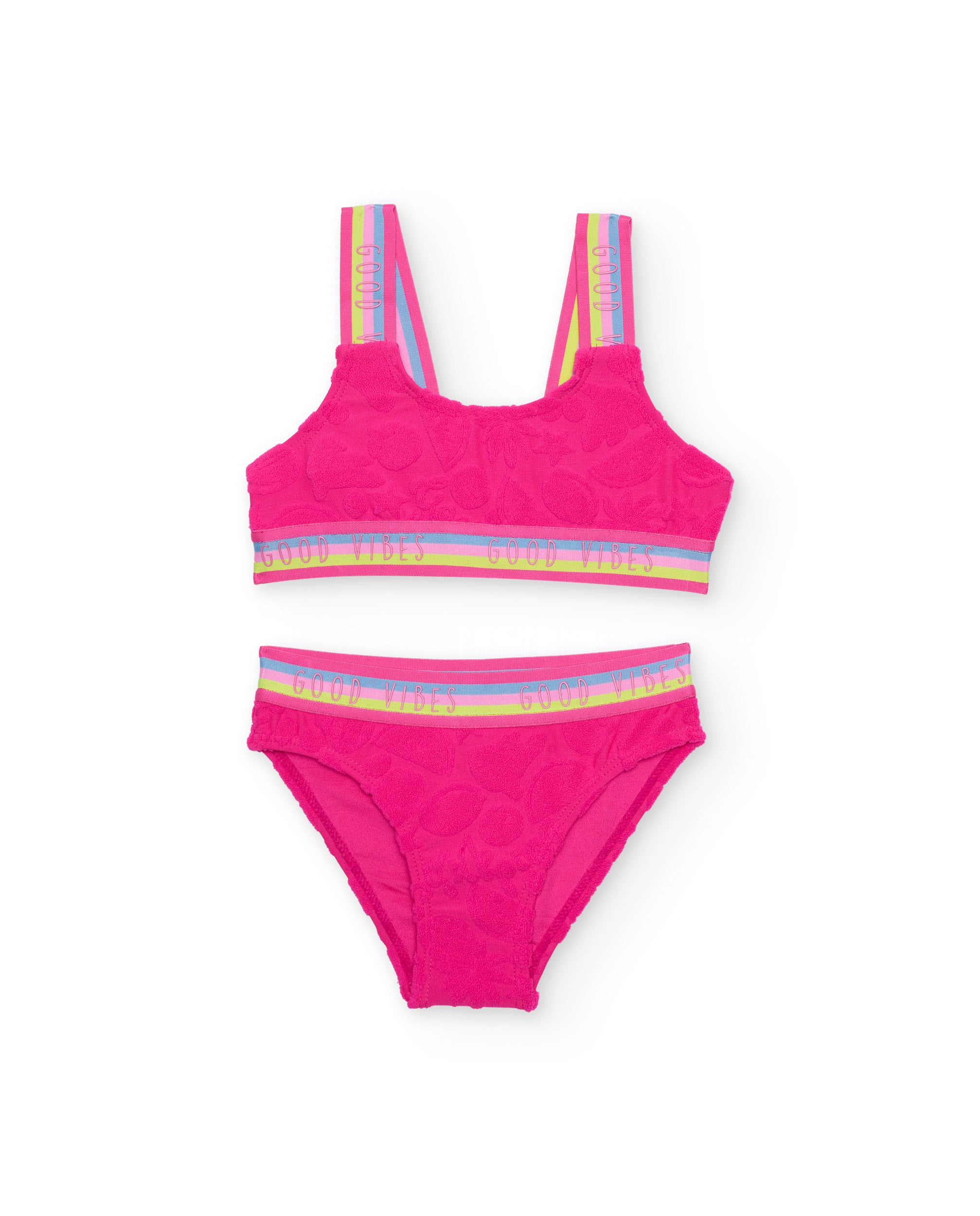 Bikini de niña de punto con relieve floral