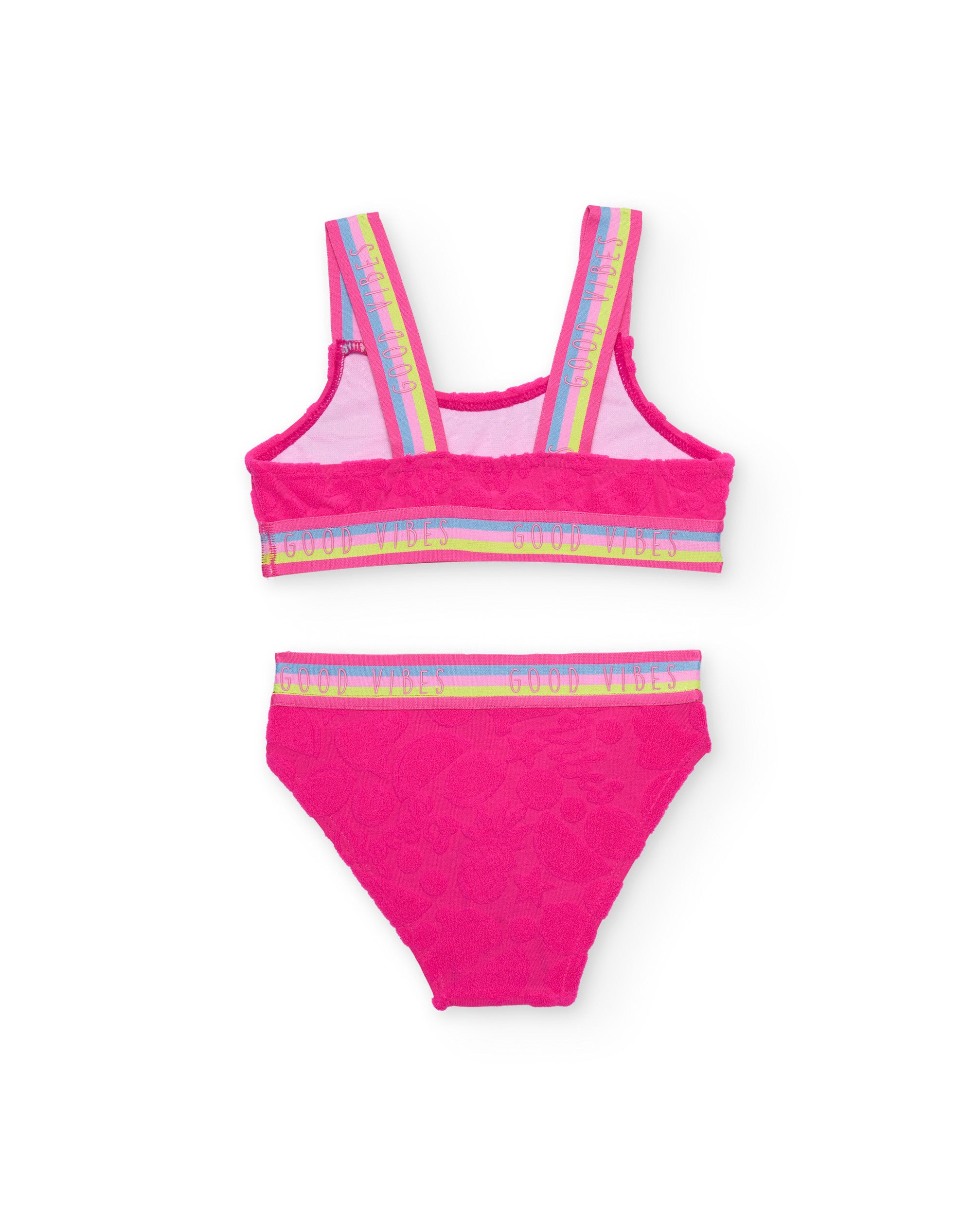 Bikini de niña de punto con relieve floral