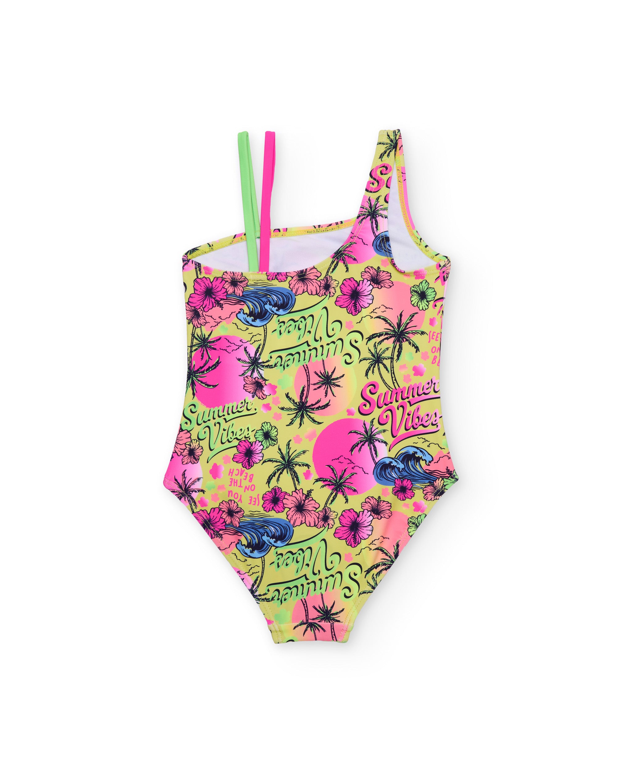 Bañador de niña de punto con diseño asimétrico