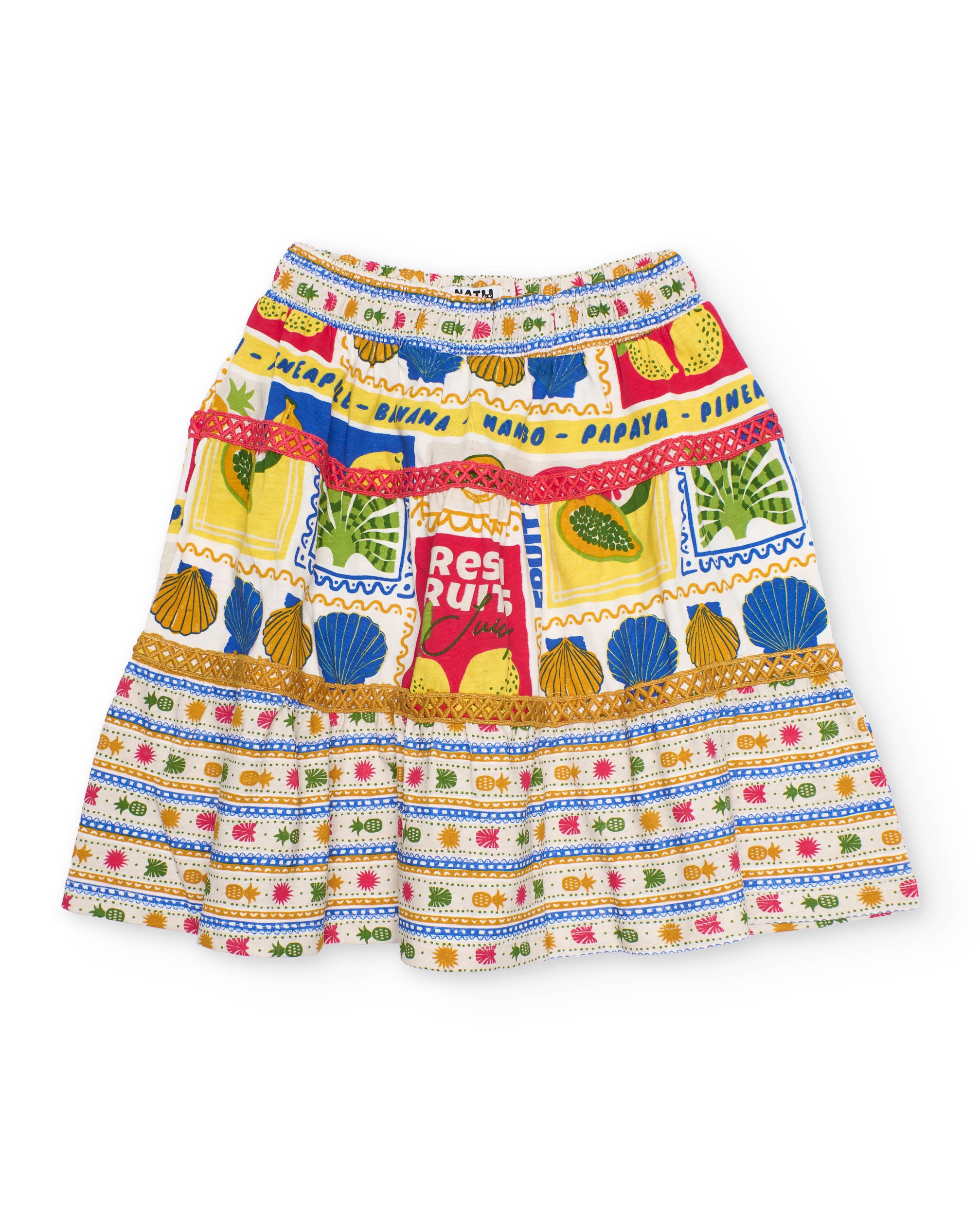 Falda de niña de punto con cintas decorativas