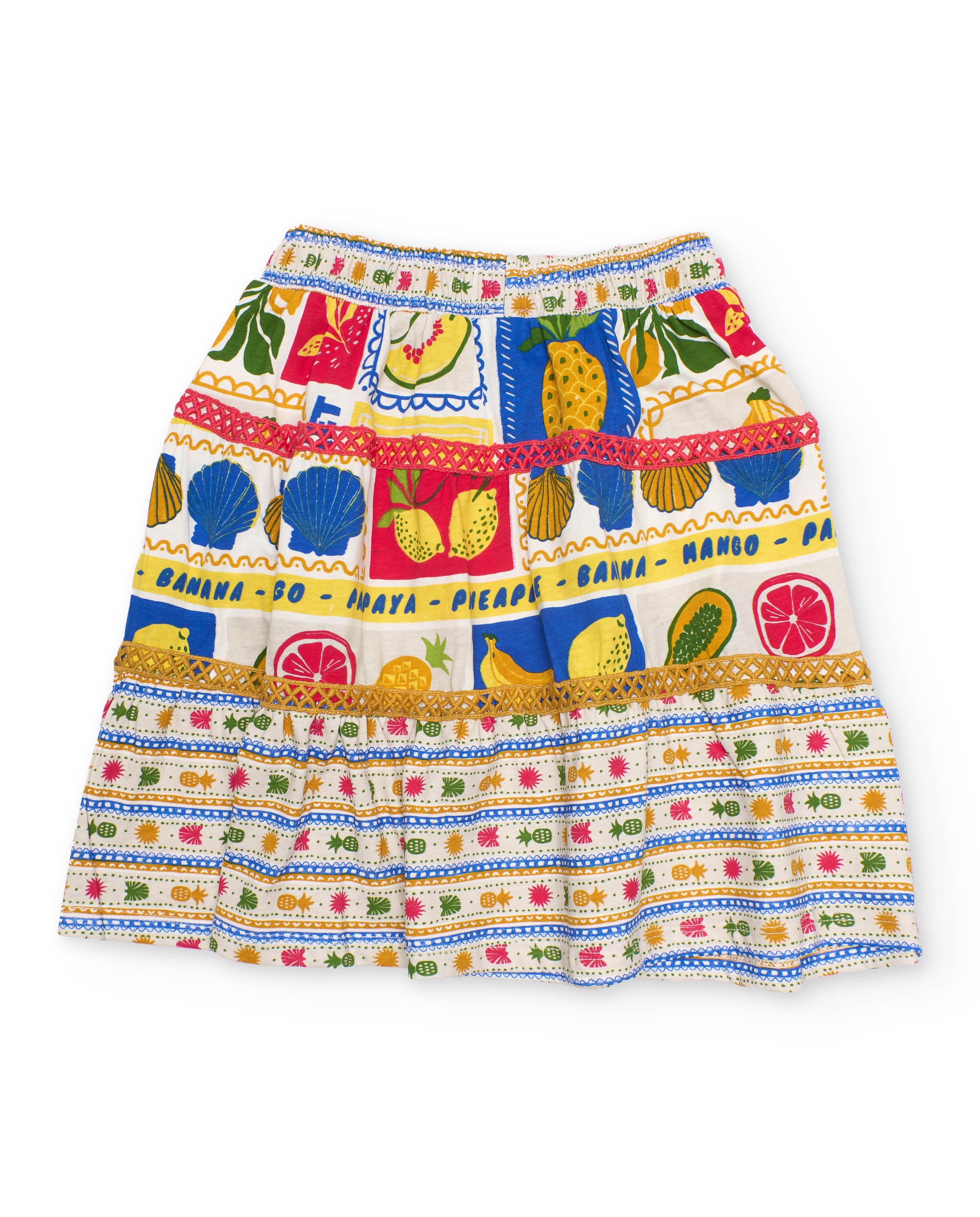 Falda de niña de punto con cintas decorativas