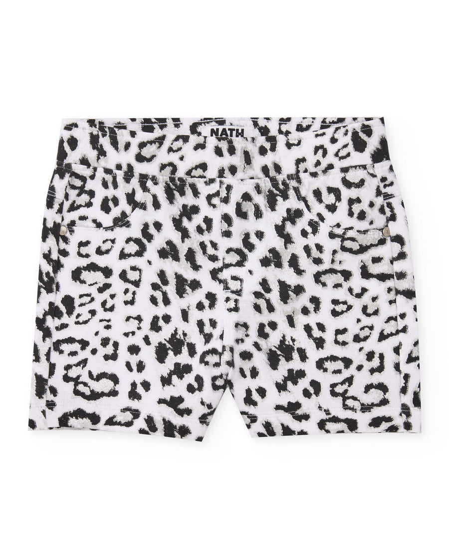 Short de niña de punto con diseño animal print