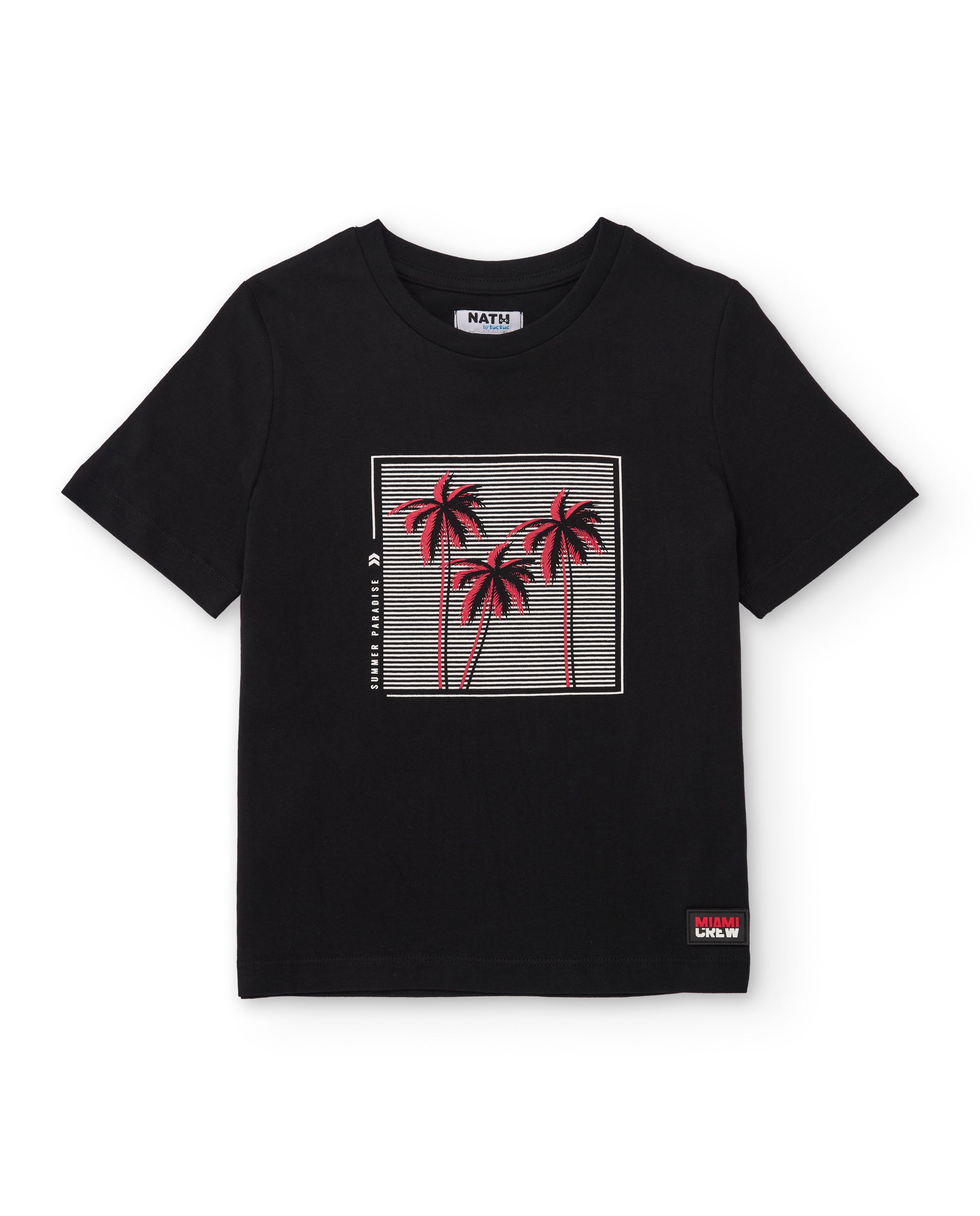 Conjunto de niño de punto con diseño de palmeras