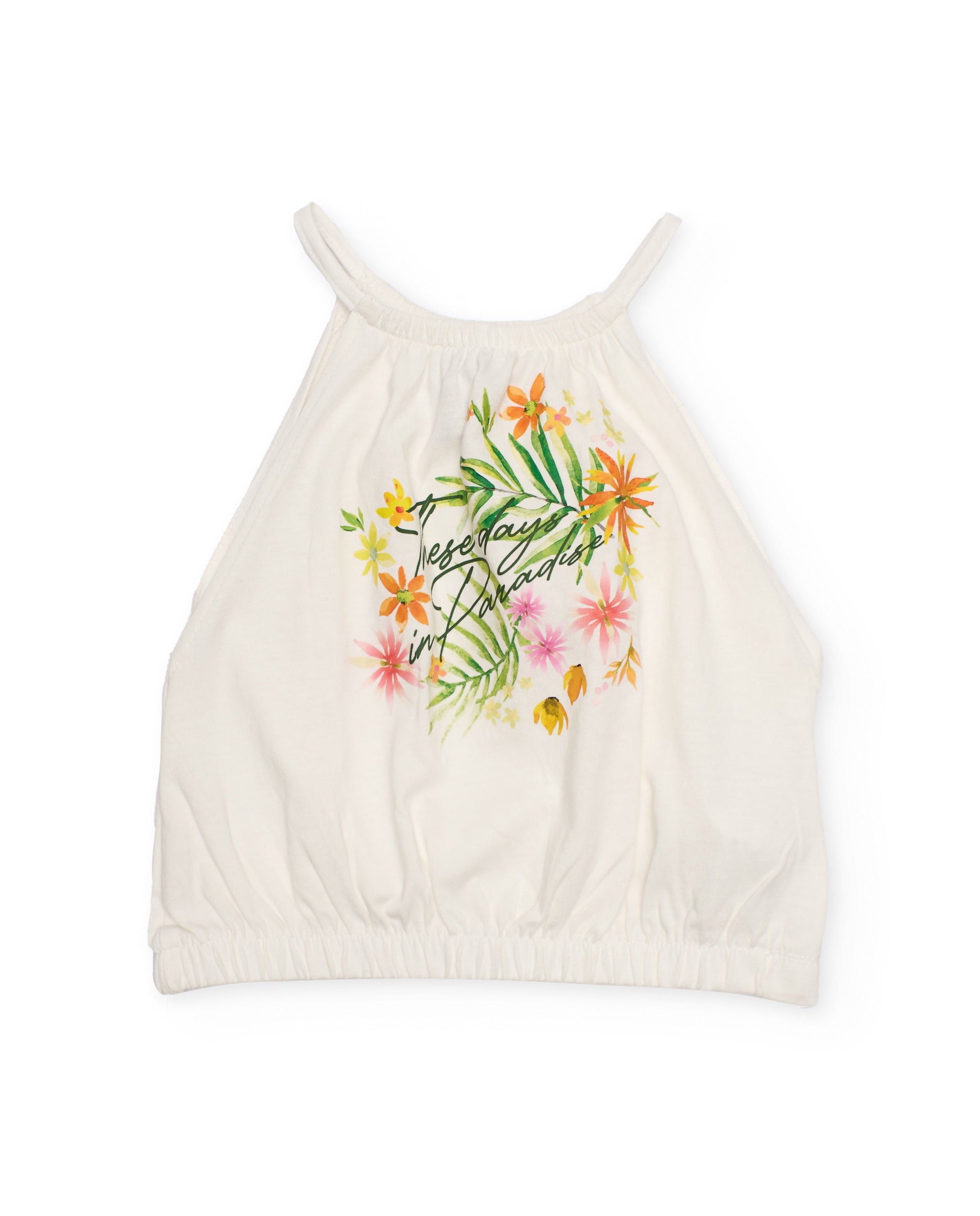 Conjunto de niña de punto con estampado tropical
