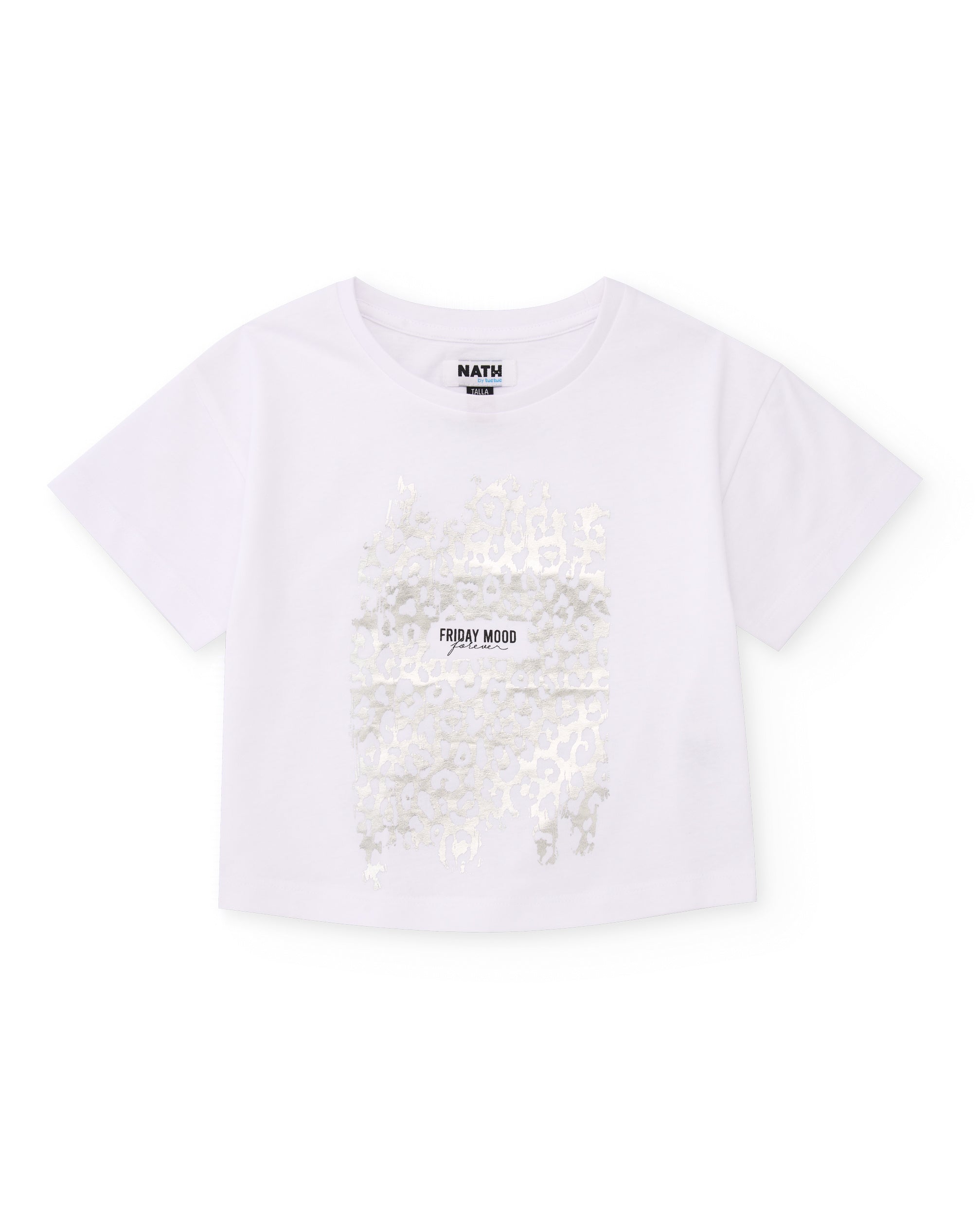 Camiseta de niña de punto con estampado metalizado