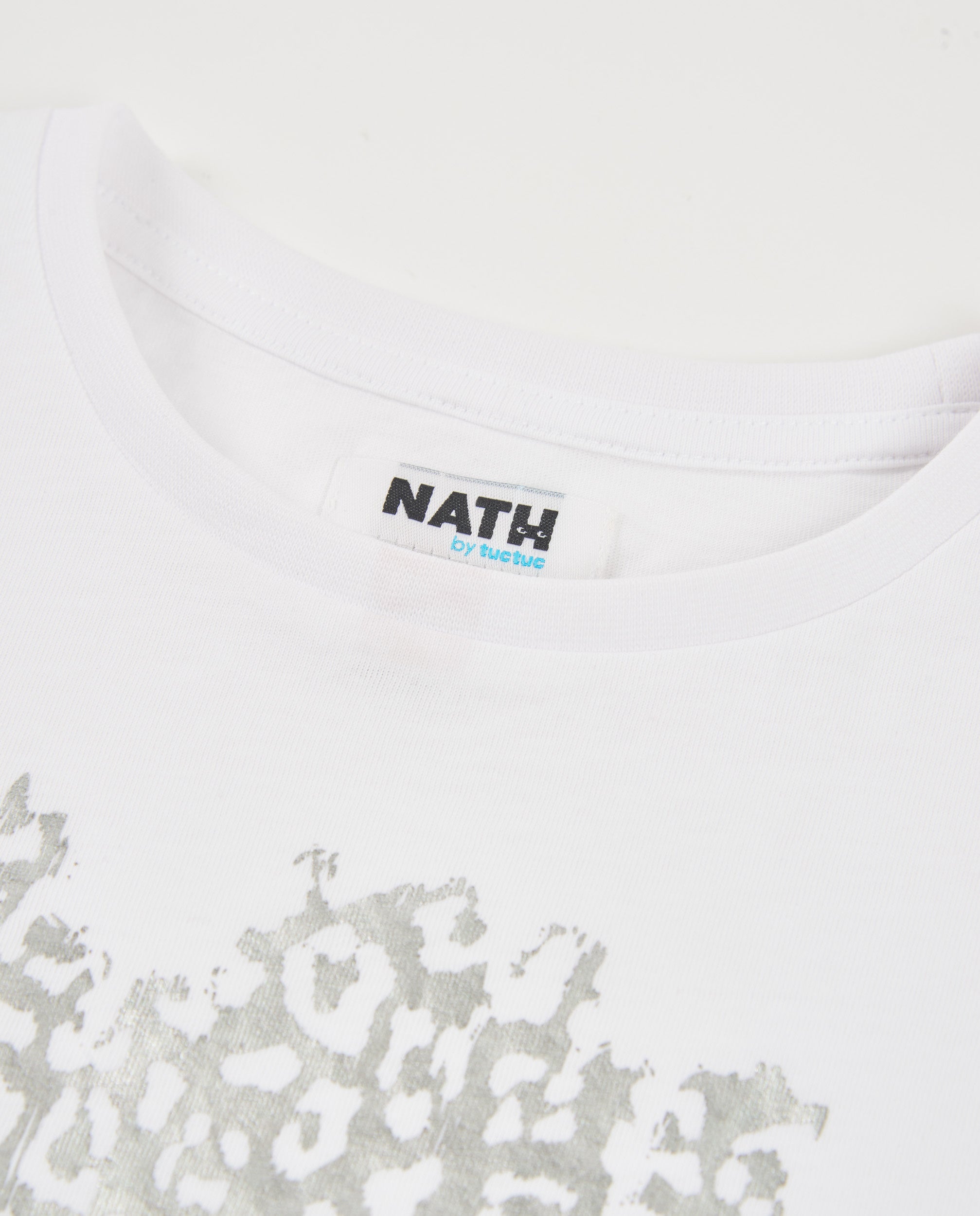 Camiseta de niña de punto con estampado metalizado