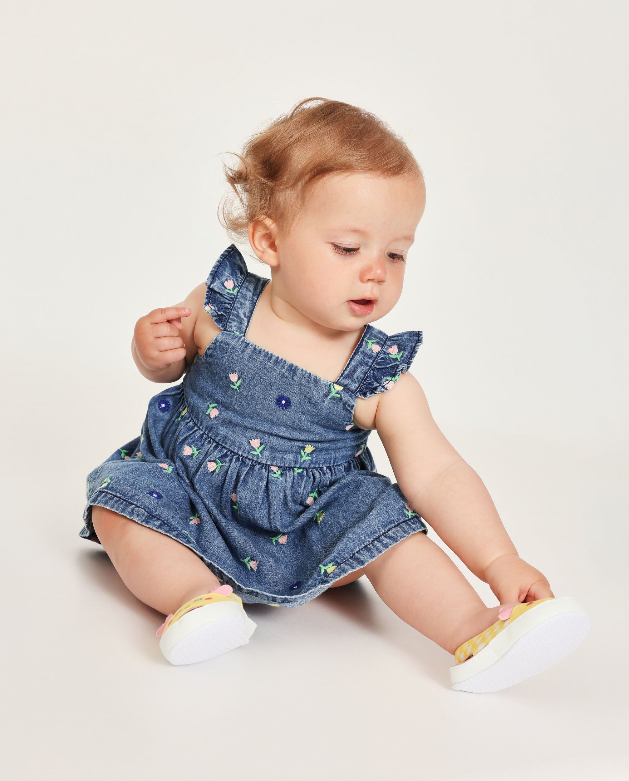 Newborn denim woven dress