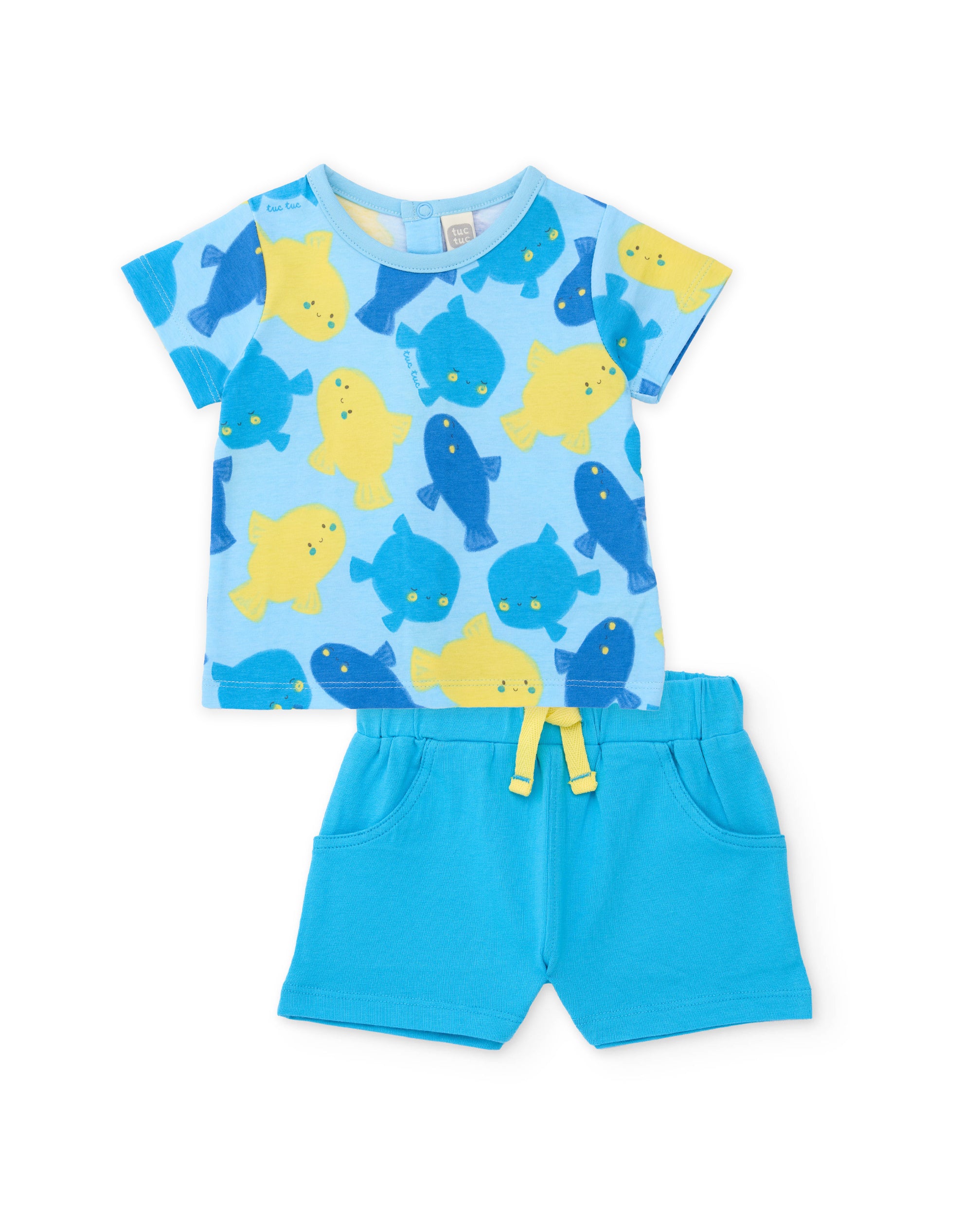 Conjunto de recién nacido de punto y estampado de peces