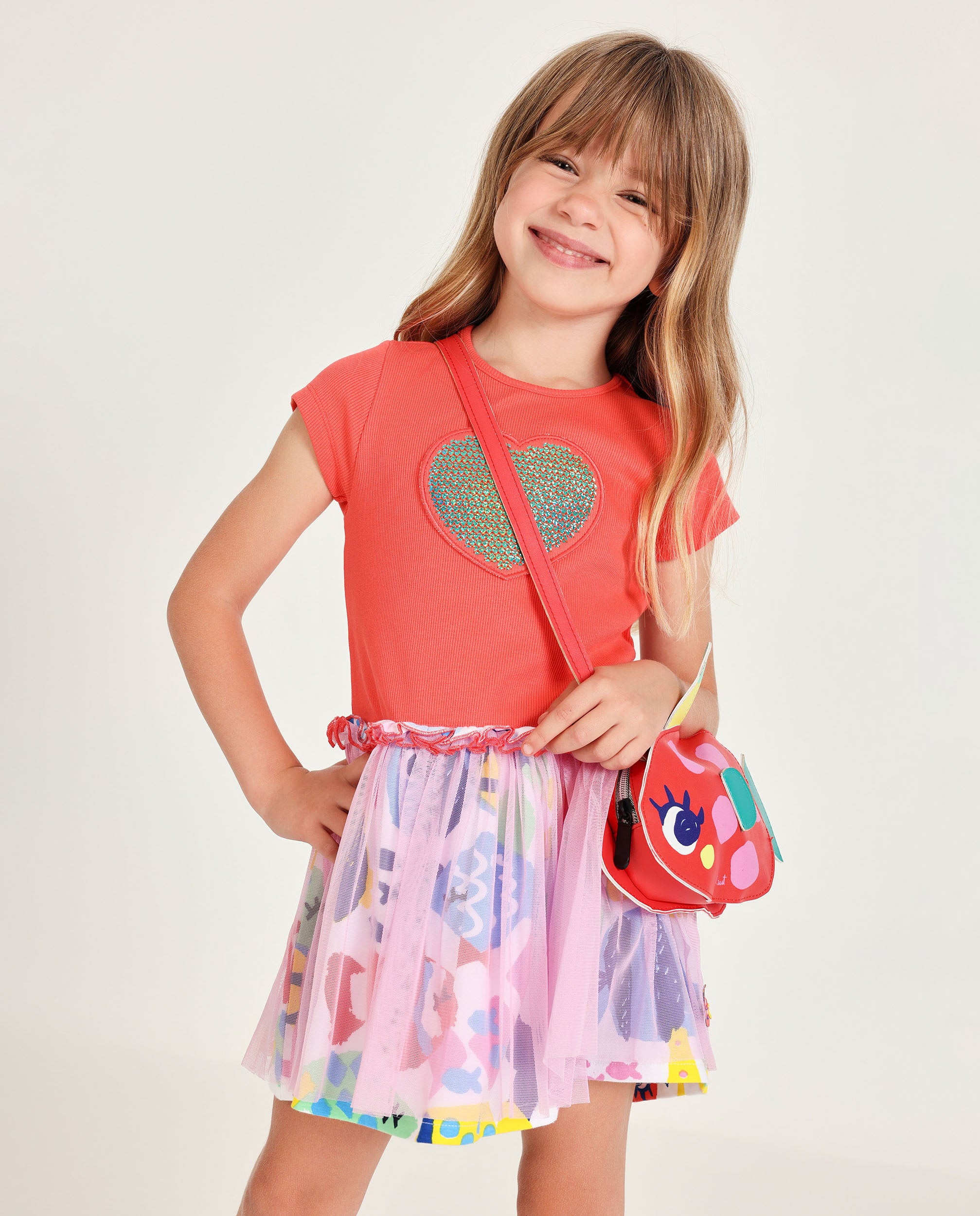 Vestido de niña de punto con corazón de lentejuelas