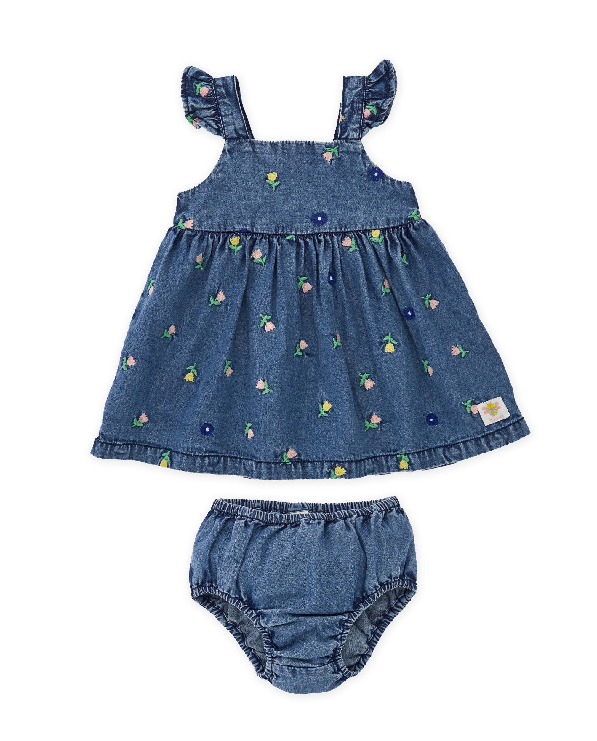 Vestido de recién nacido de plana en denim